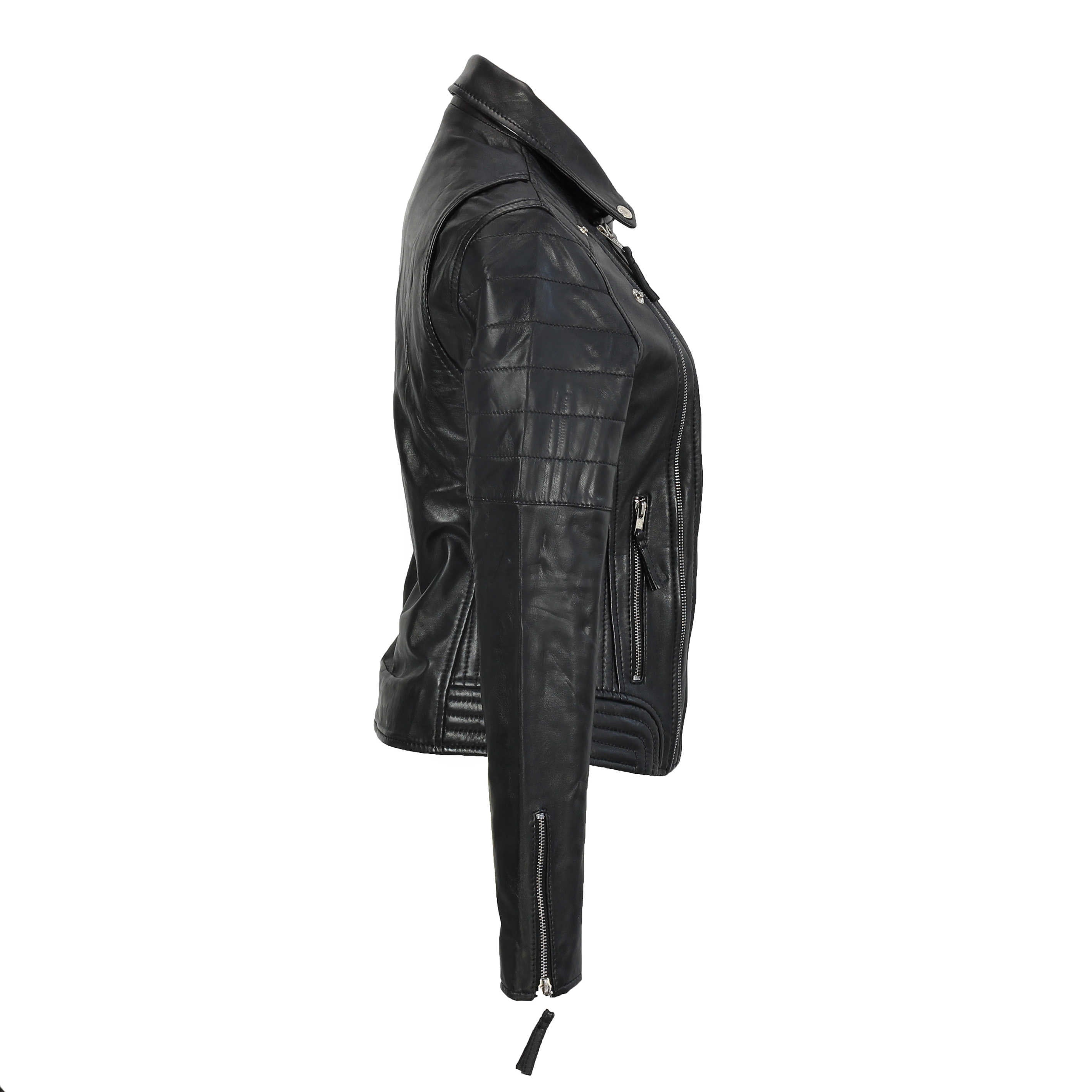 VESTE DE MOTARD SLIM FIT POUR FEMME EN NOIR