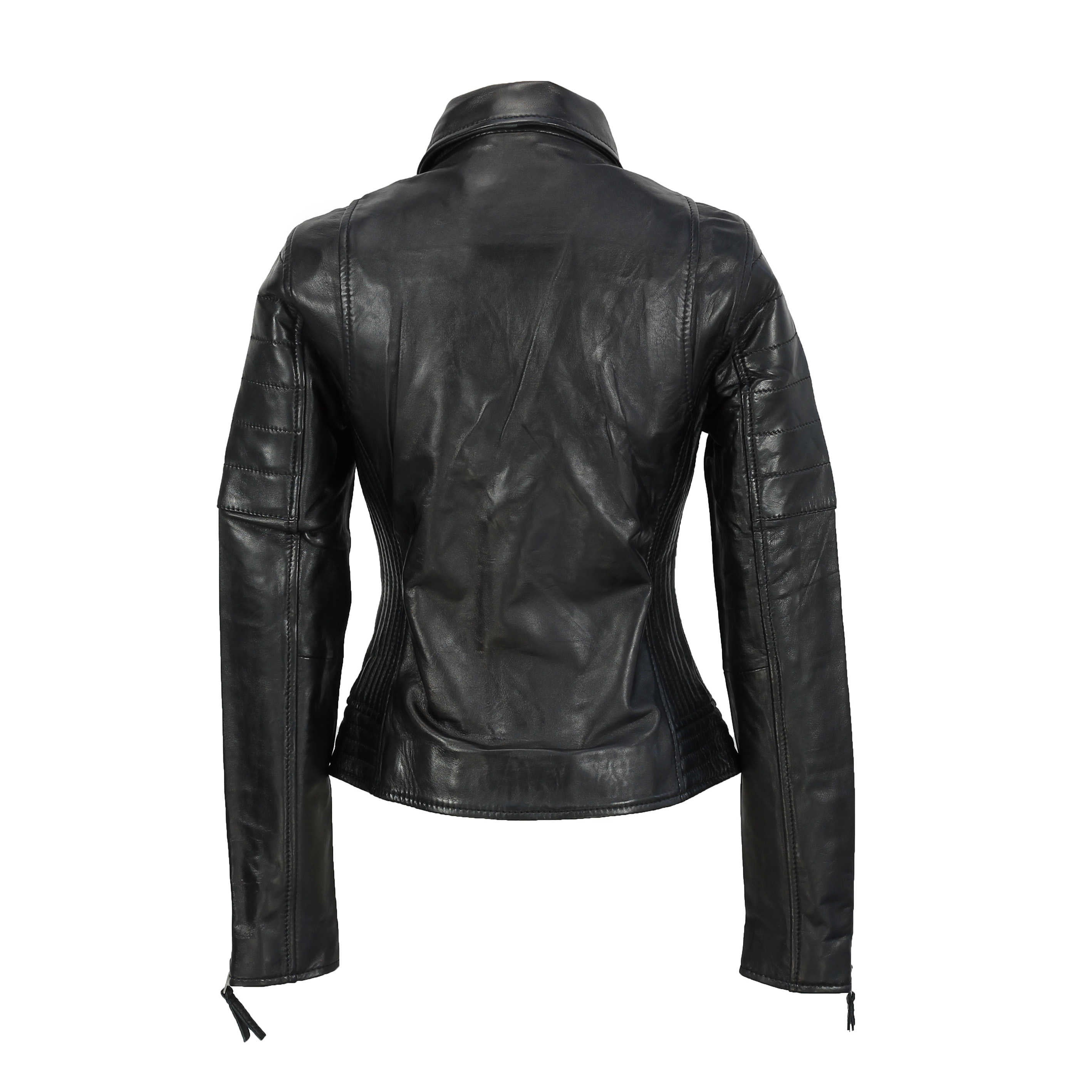 VESTE DE MOTARD SLIM FIT POUR FEMME EN NOIR