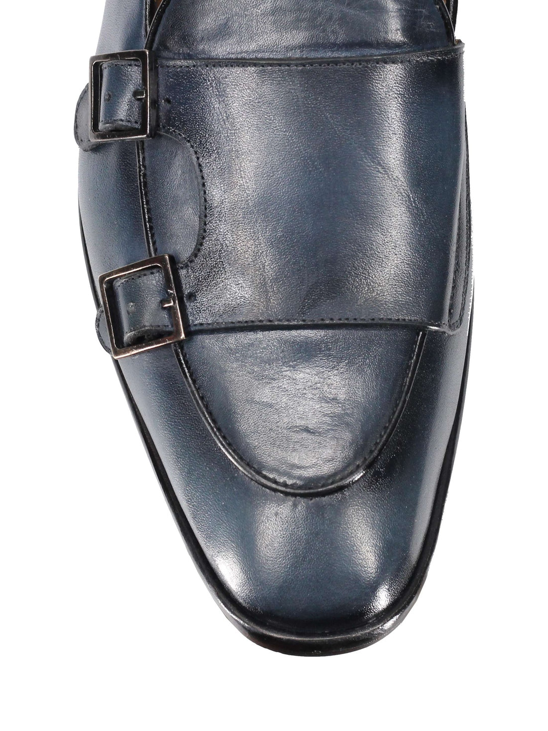 Mocassins Double Boucle en Cuir de Veau Bleu