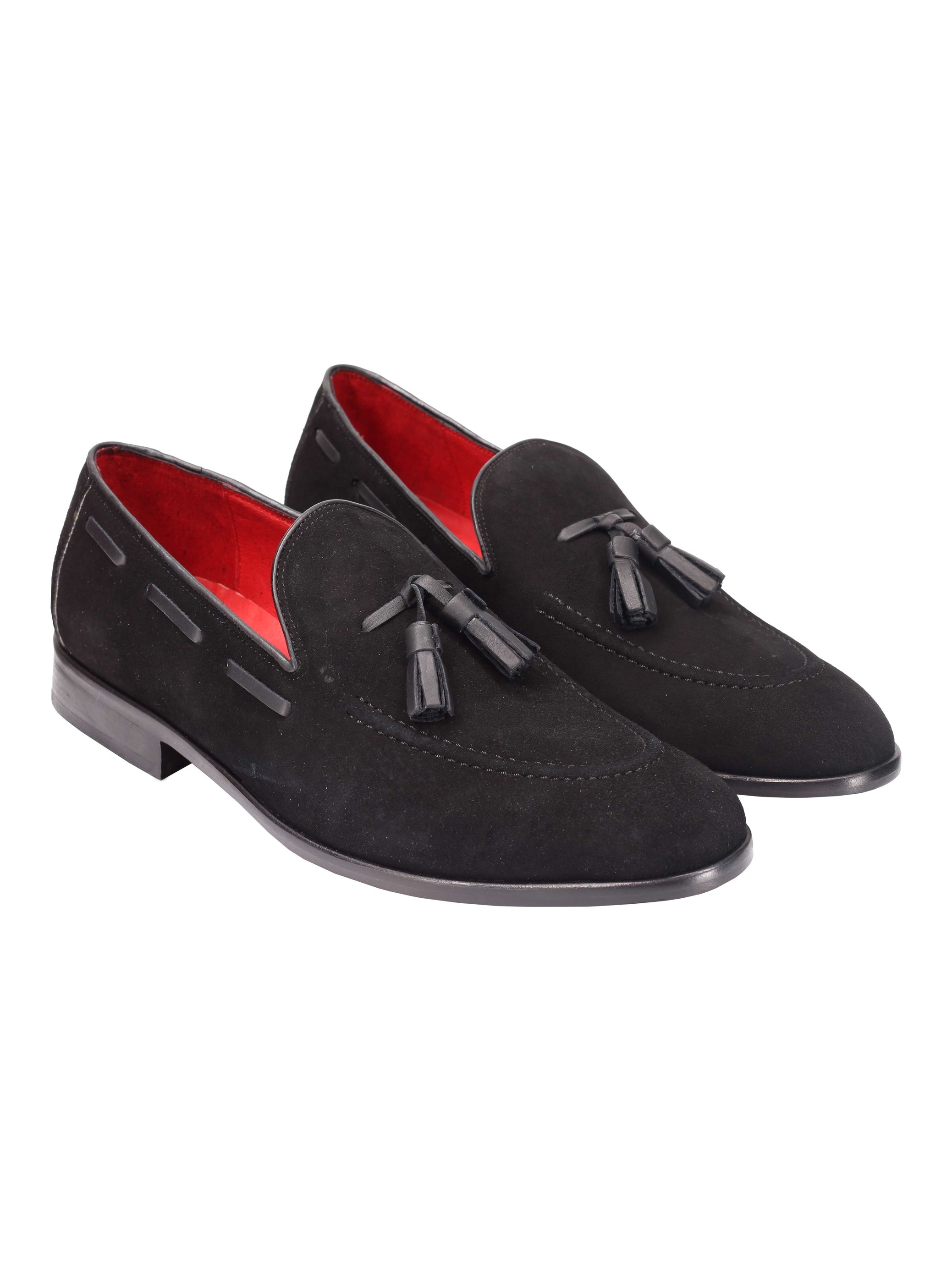 BLACK SUDED LEATHER TASSEL LOAFERS