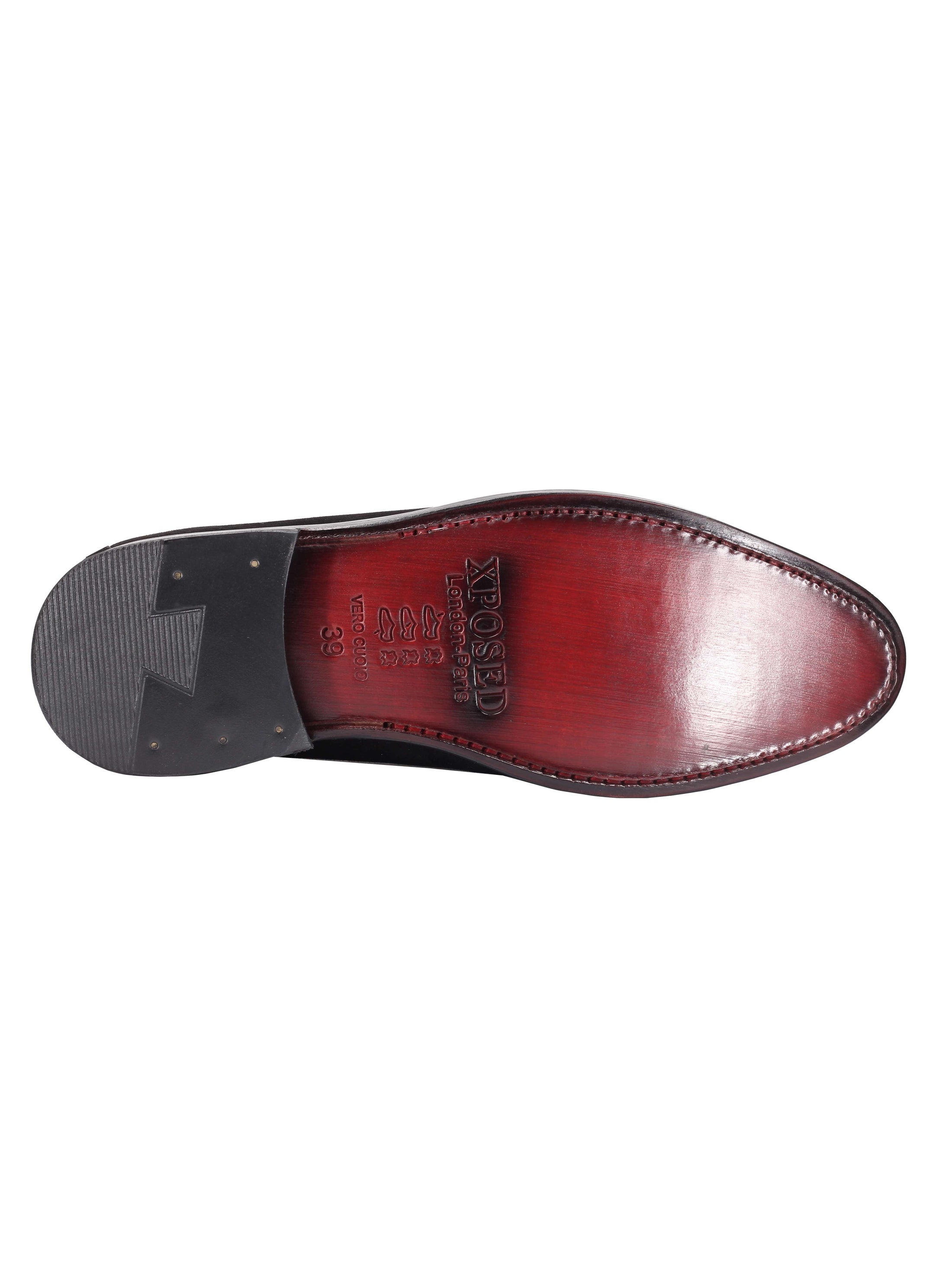 MOCASSINS À GLANDS EN CUIR SUÉDÉ NOIR