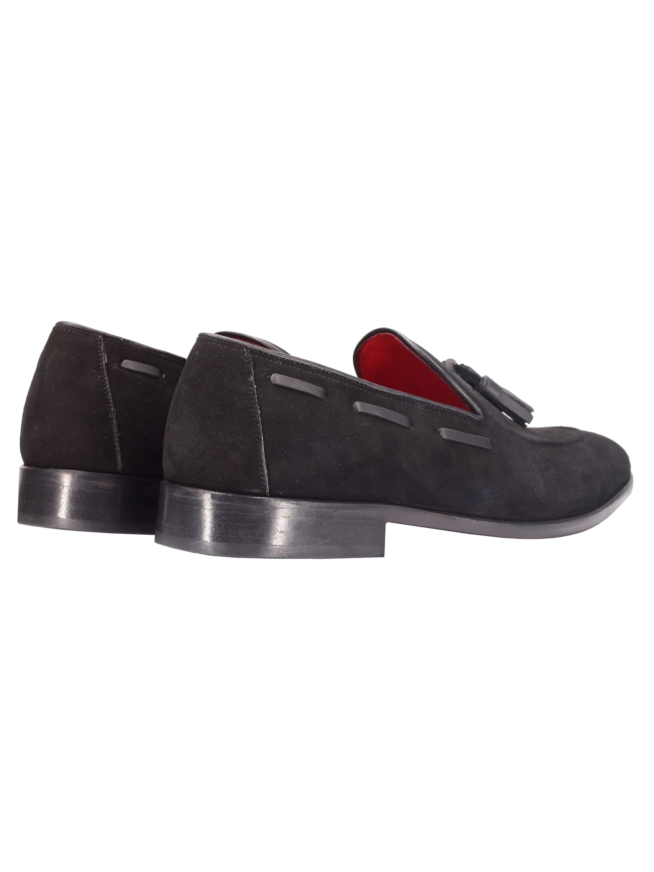 MOCASSINS À GLANDS EN CUIR SUÉDÉ NOIR