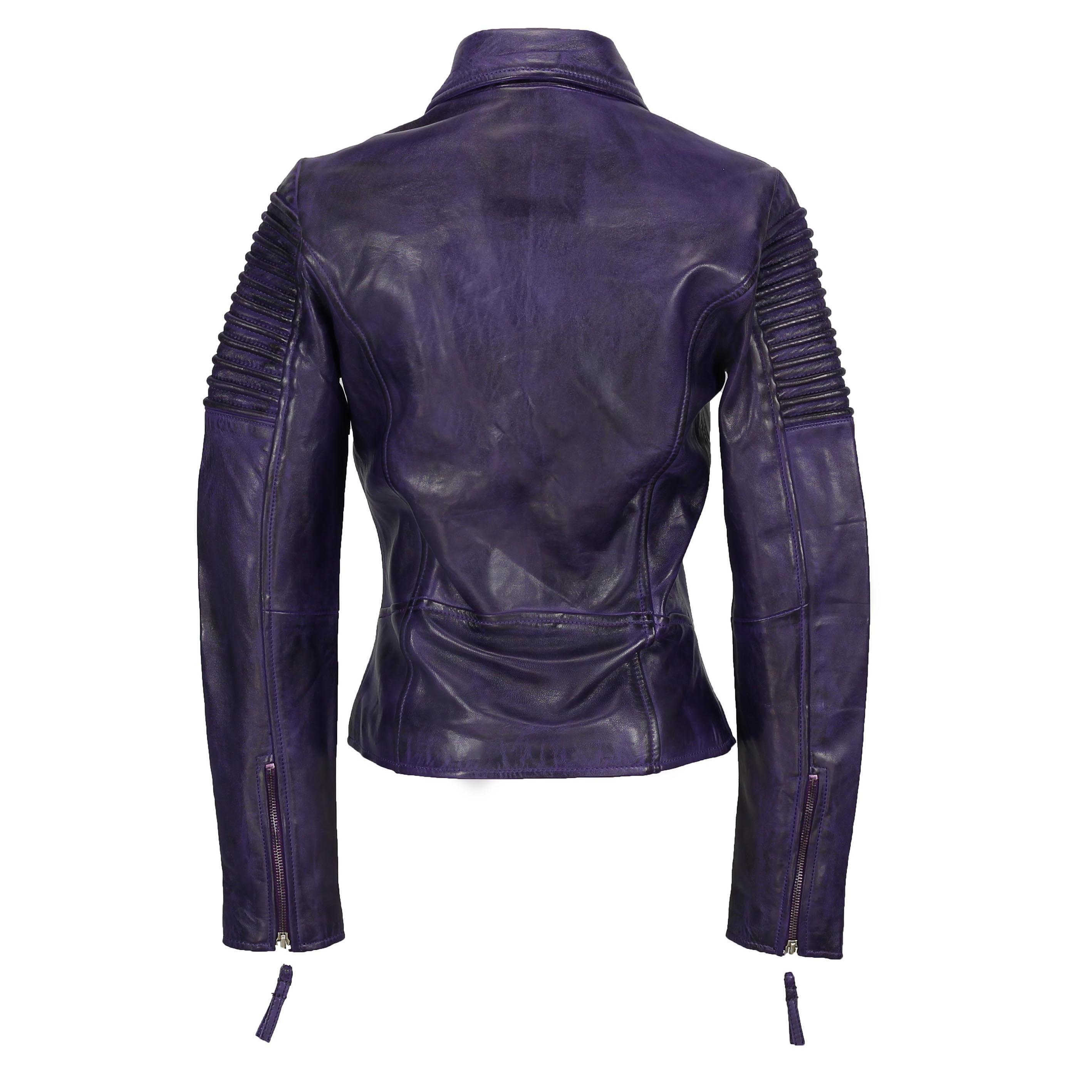 Ladies Retro Biker Jacket Purple