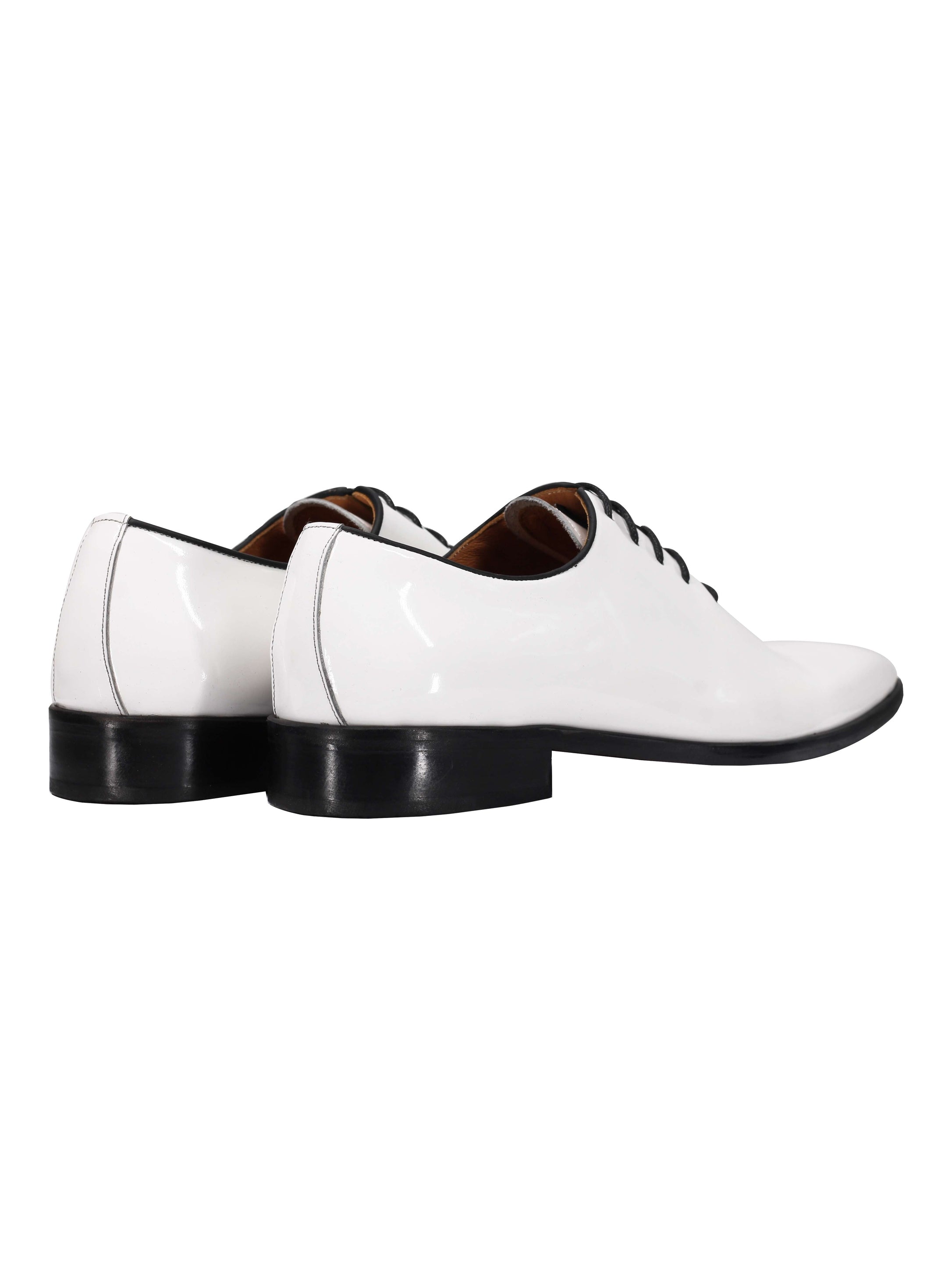 WHITE LEATHER SHINY OXFORD LACE UP SHOES