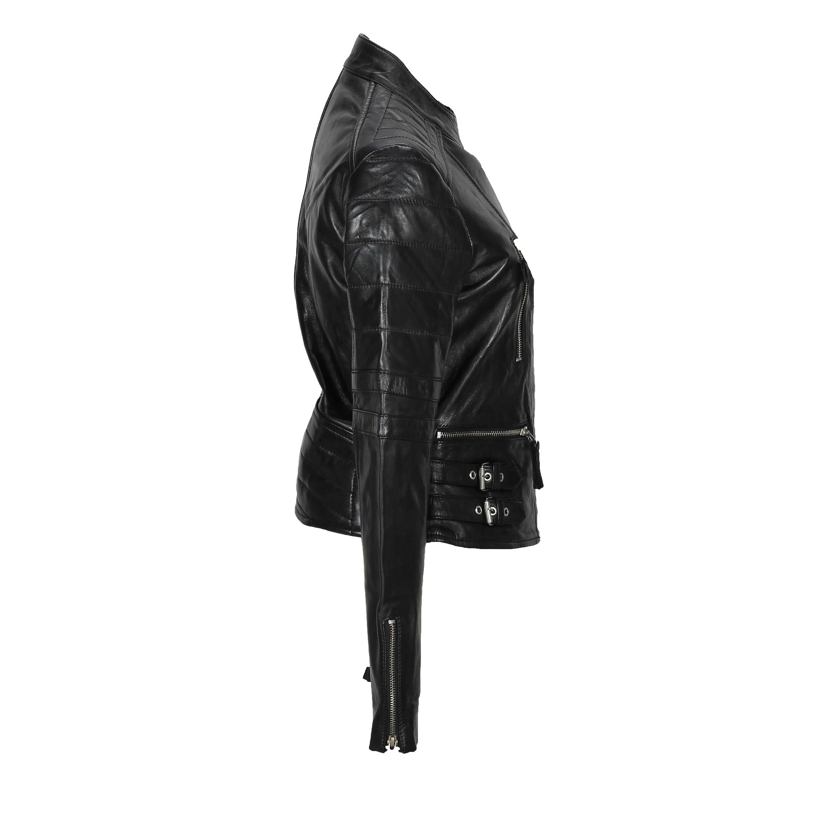 Ladies Women Soft Real Leather Biker Jacket