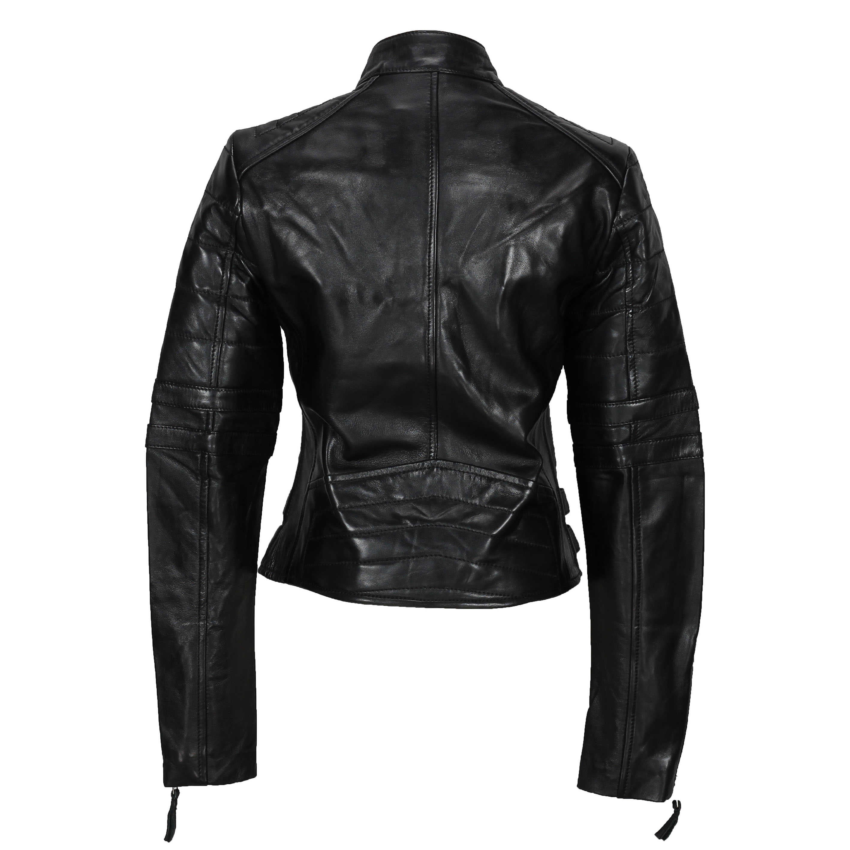 Ladies Women Soft Real Leather Biker Jacket