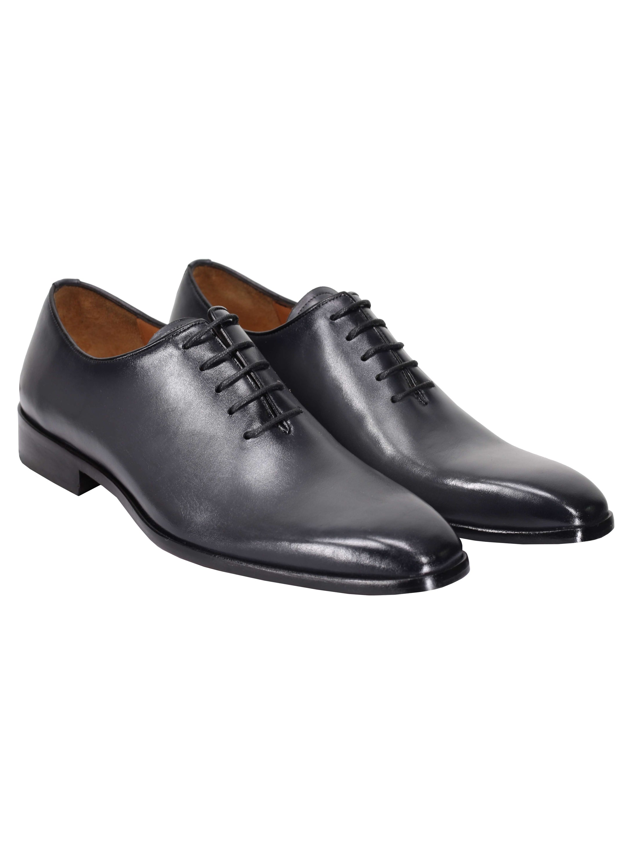 GREY CALF LEATHER WHOLECUT OXFORD LACE UP SHOES