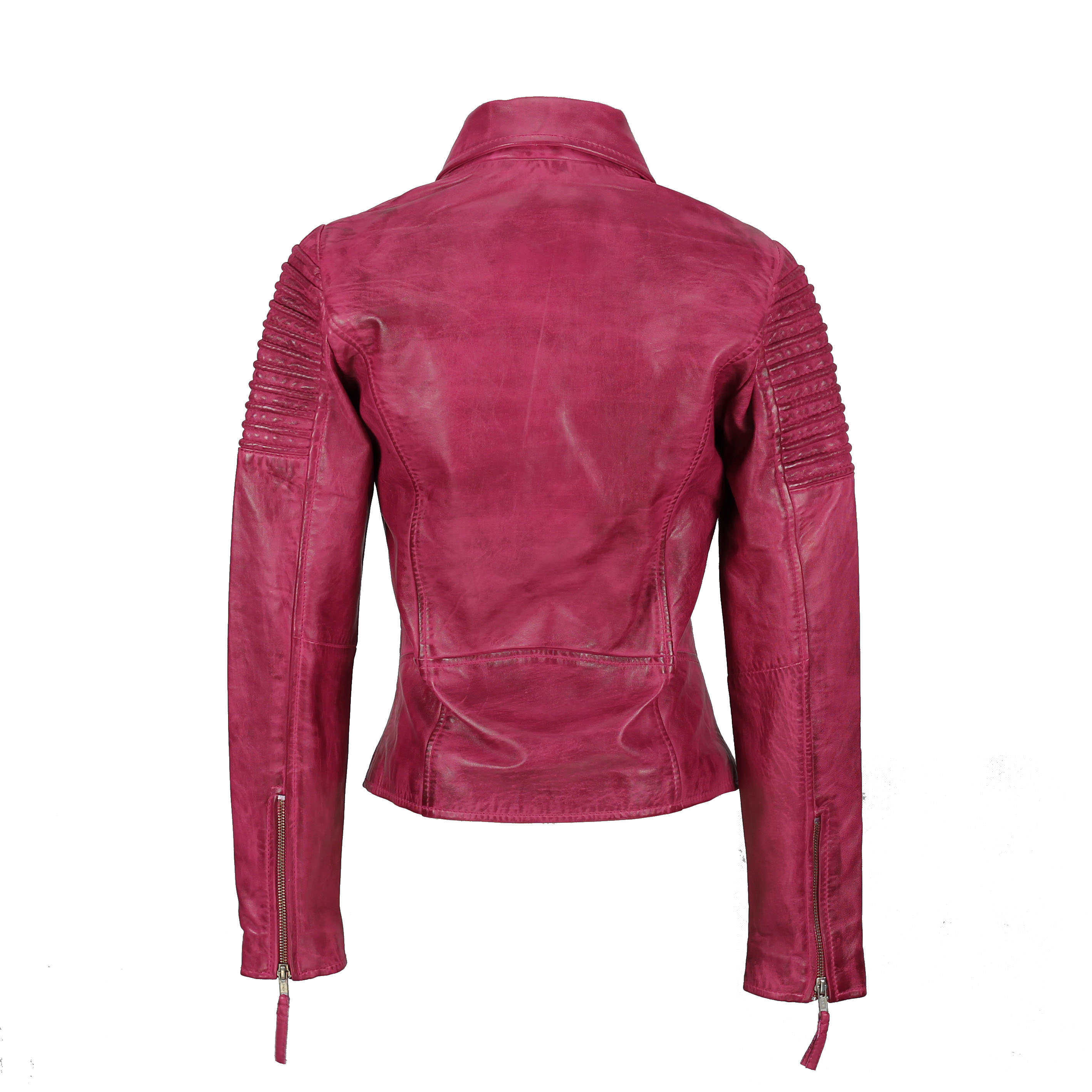 Ladies Retro Biker Jacket Pink