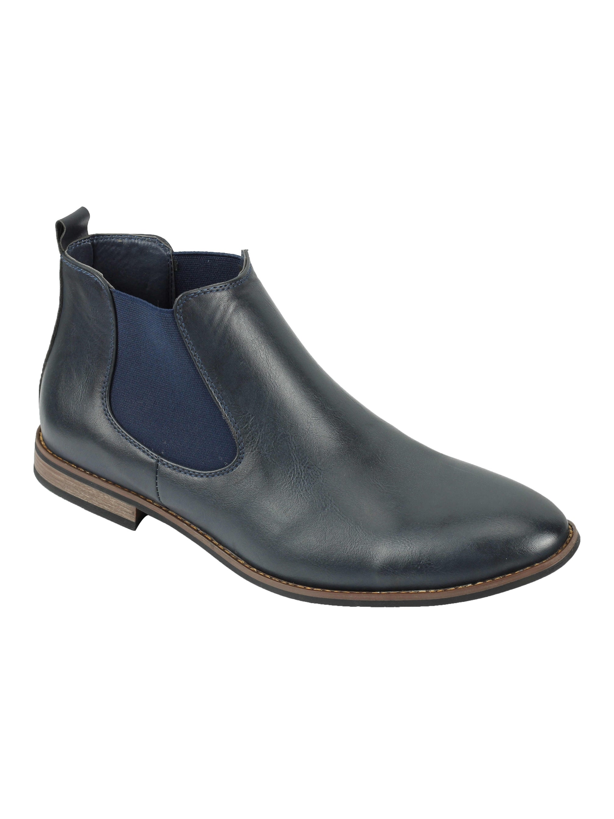 Faux Leather Chelsea Navy Boots