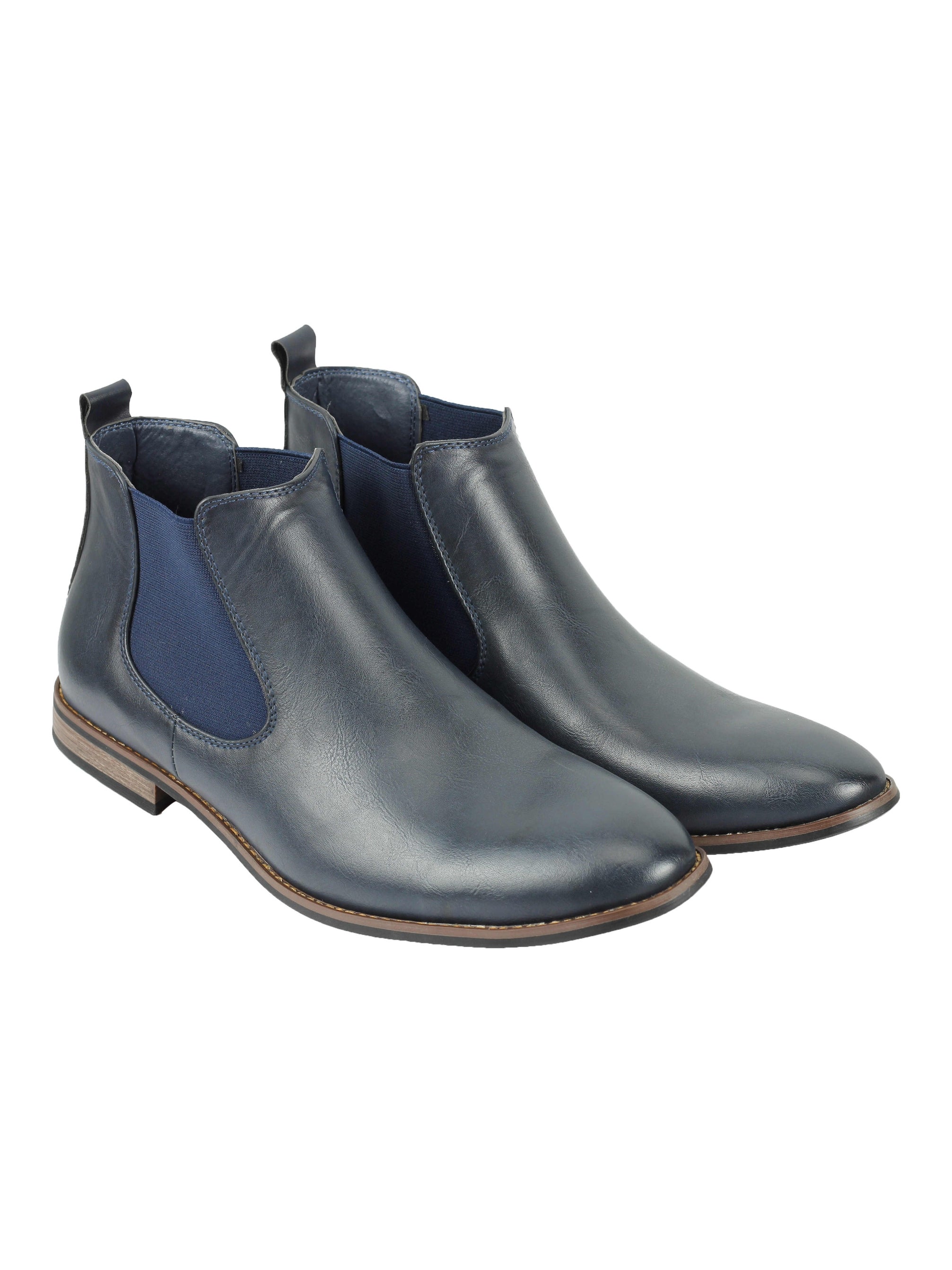 Faux Leather Chelsea Navy Boots