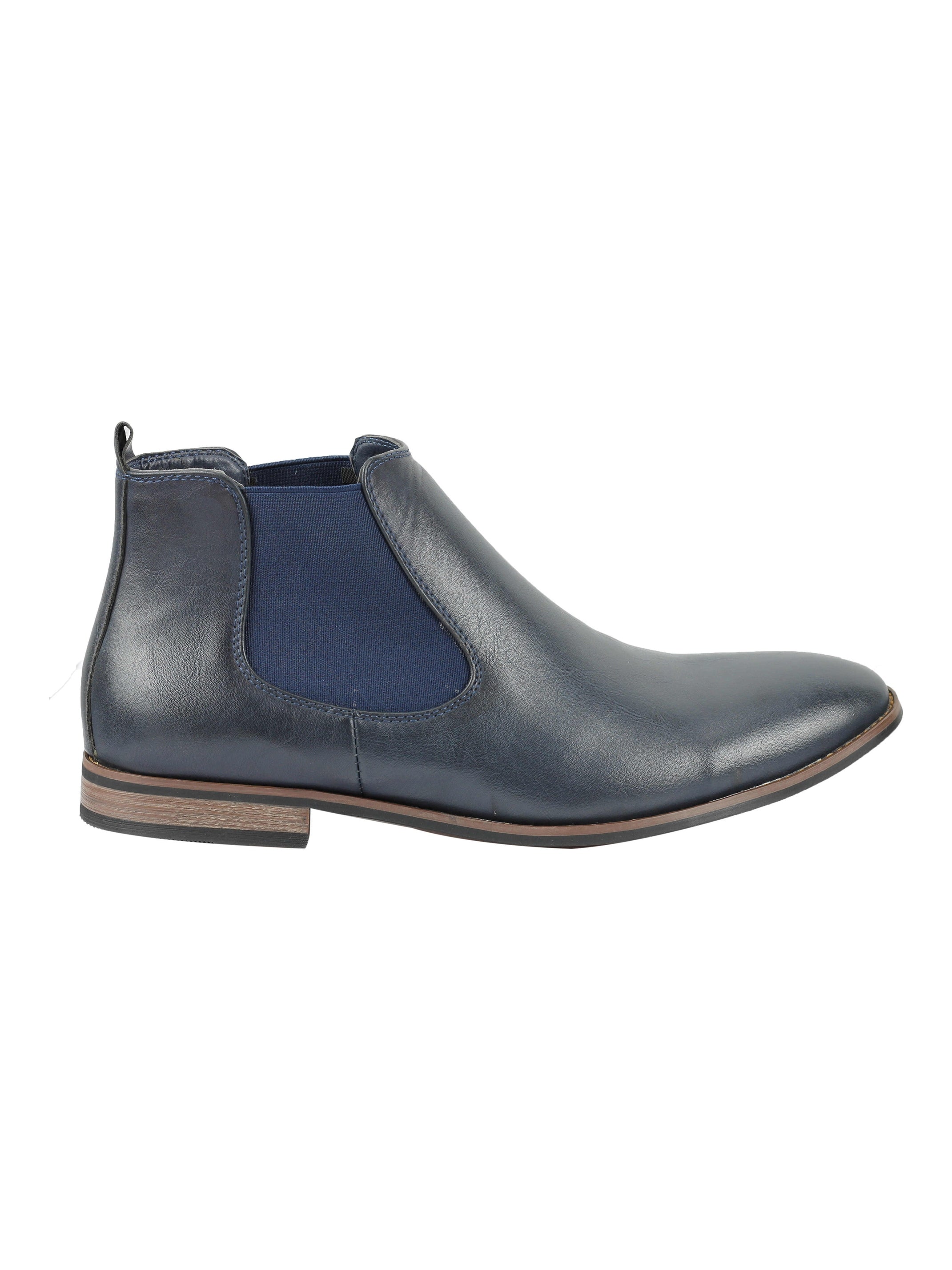 Faux Leather Chelsea Navy Boots