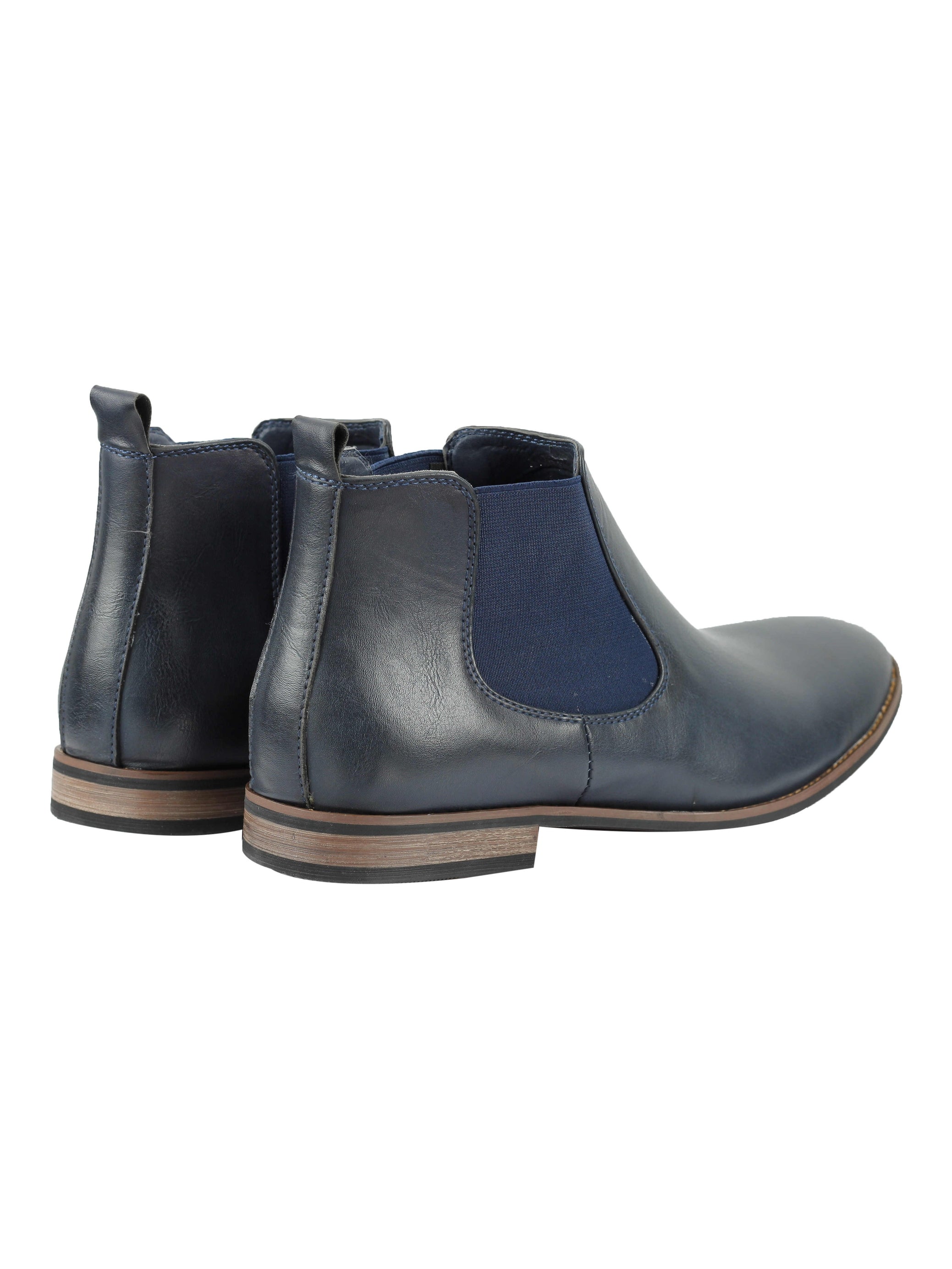 Faux Leather Chelsea Navy Boots