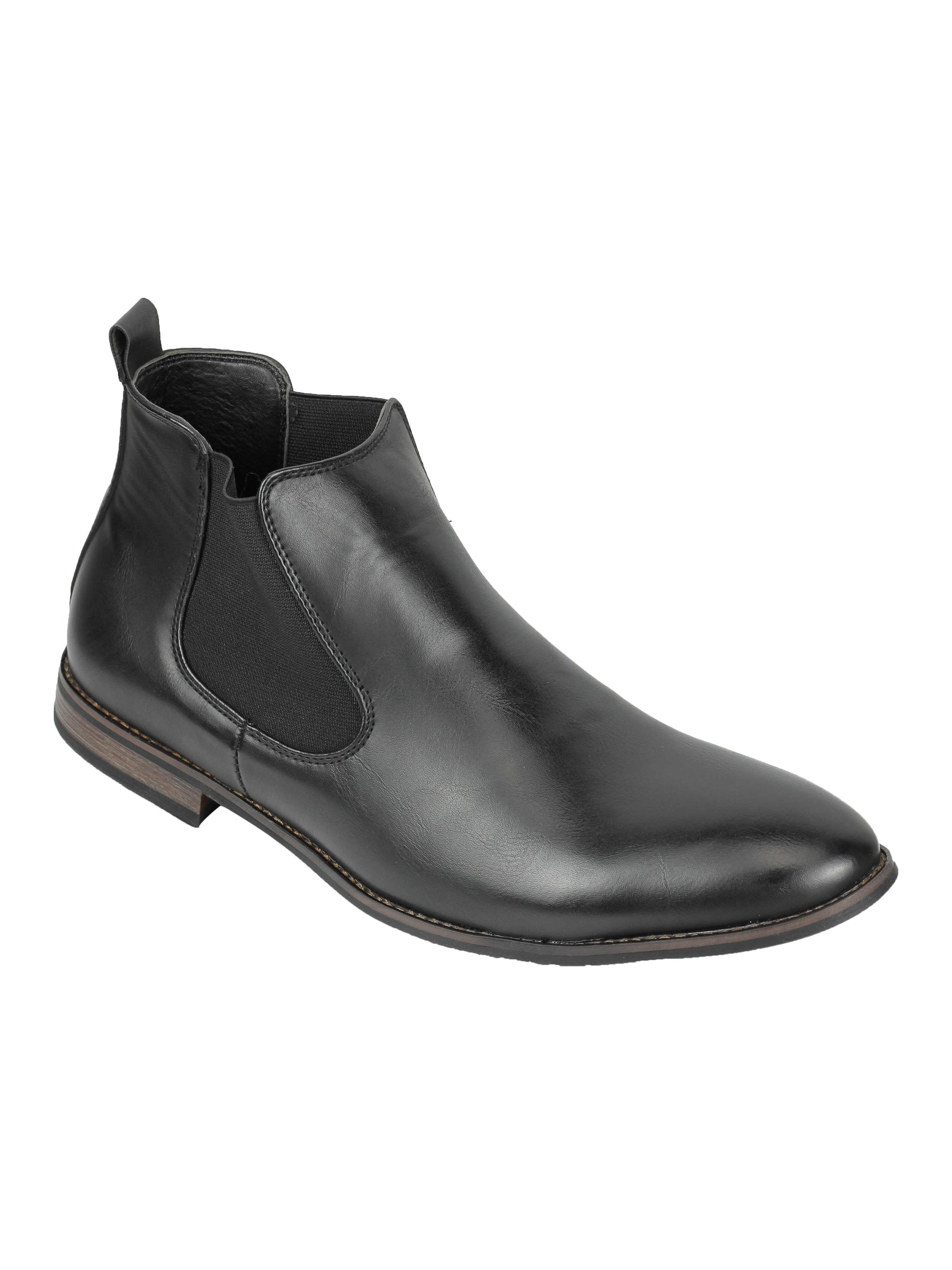 Faux Leather Chelsea Boots In Black