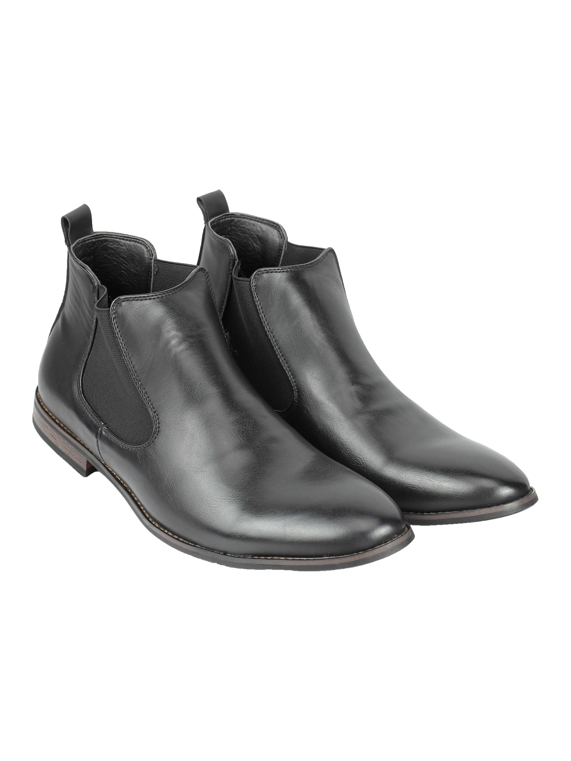 Faux Leather Chelsea Boots In Black