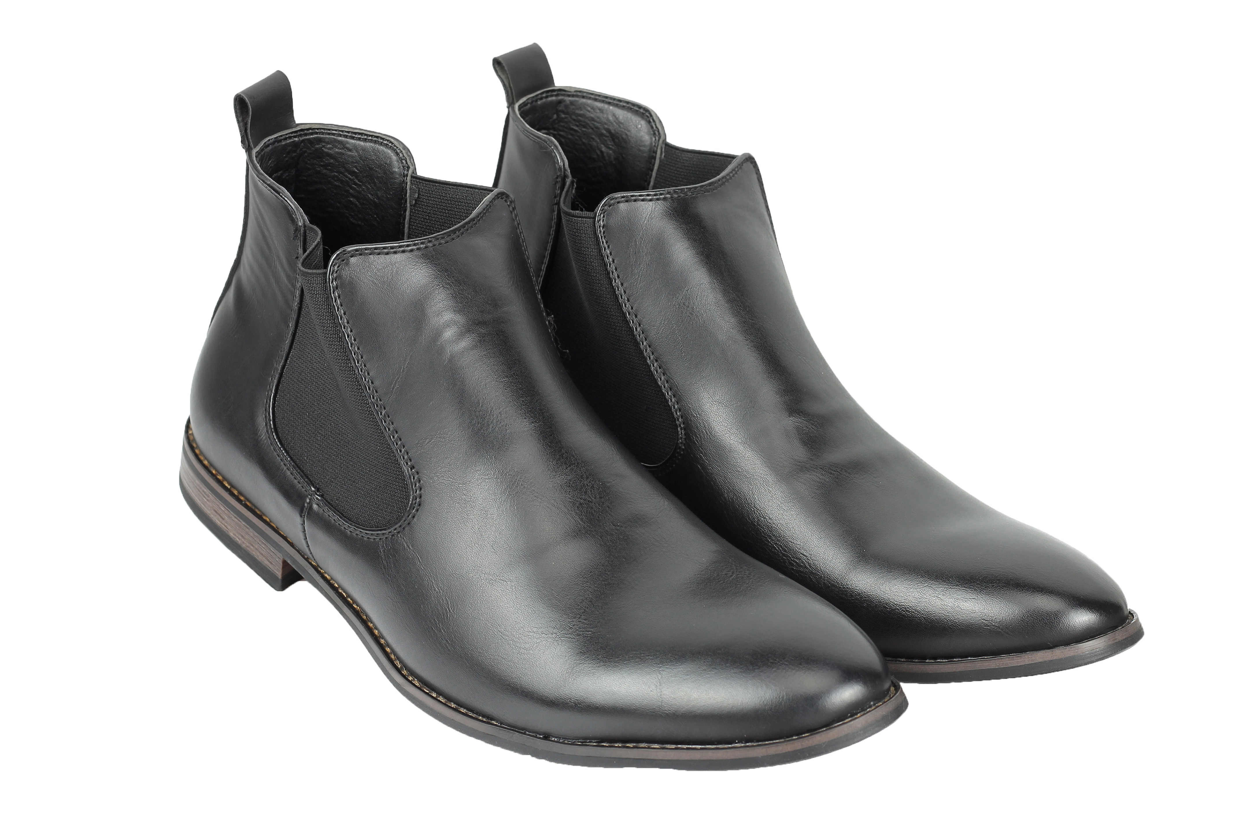 Faux Leather Chelsea Boots In Black