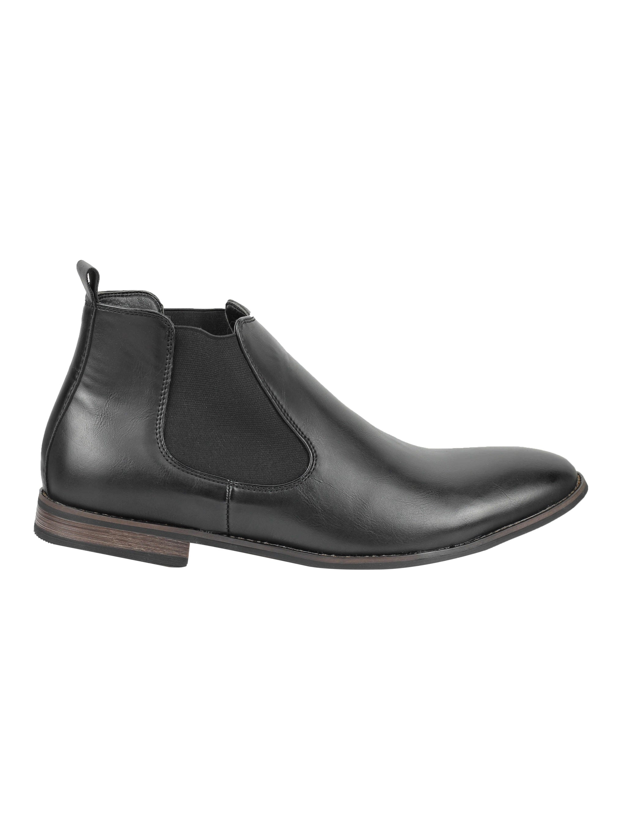 Faux Leather Chelsea Boots In Black