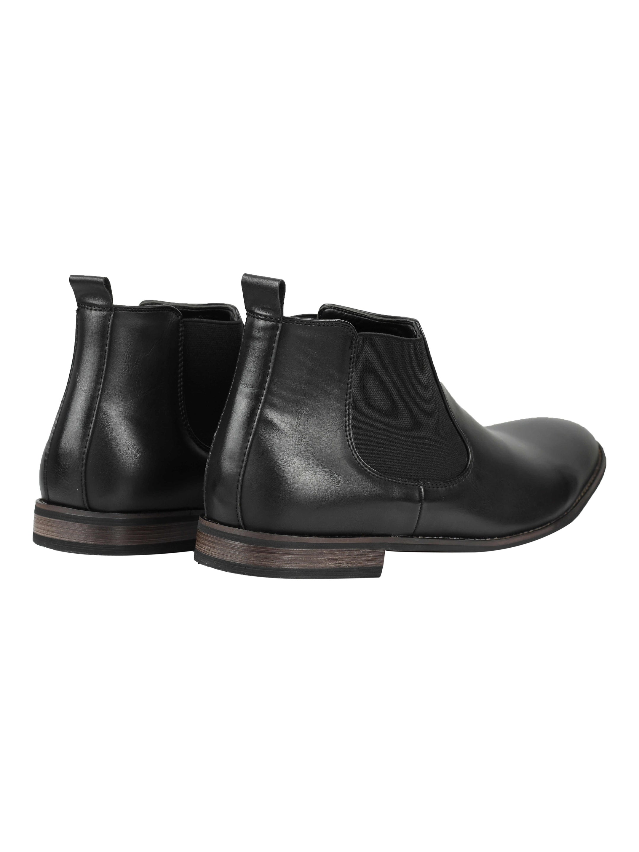 Faux Leather Chelsea Boots In Black