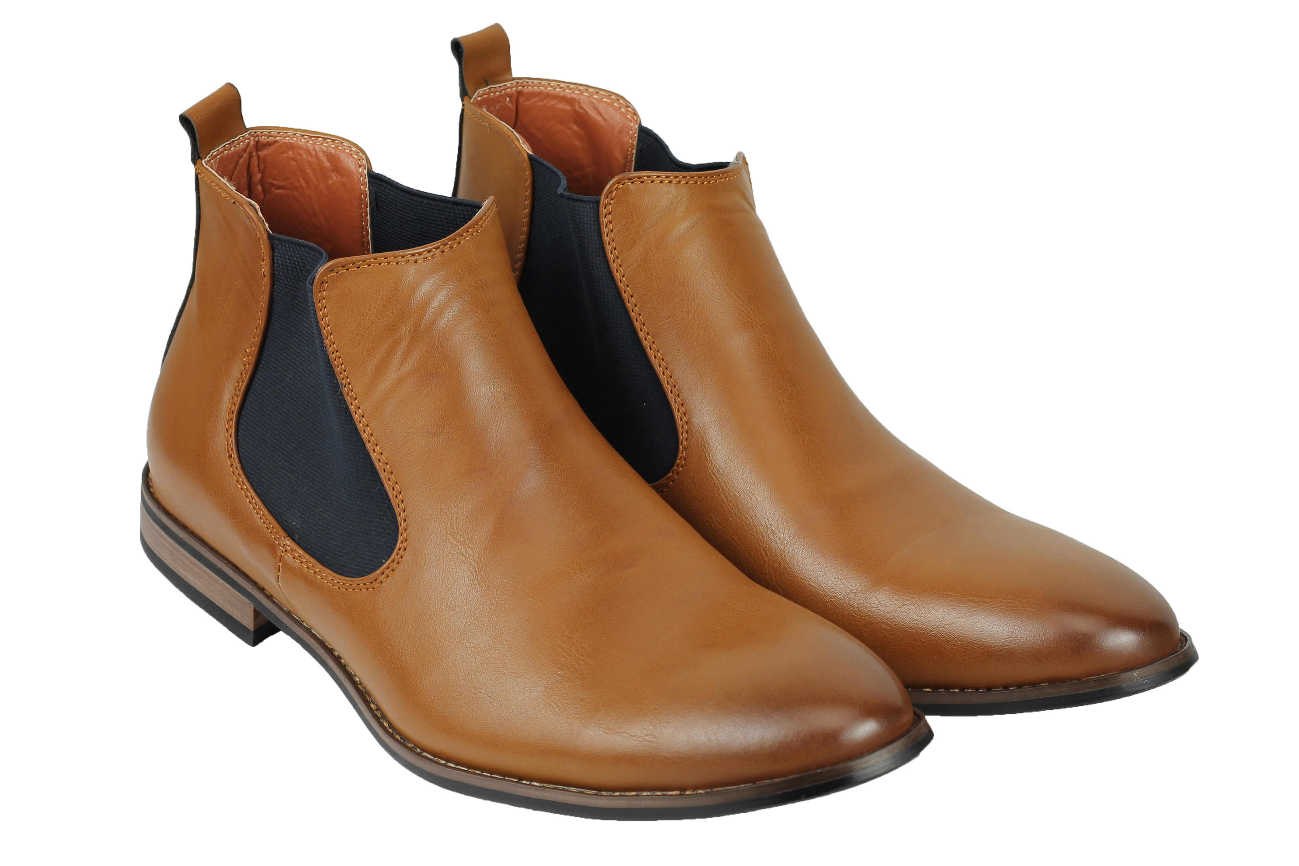 Faux Leather Chelsea Boots In Tan
