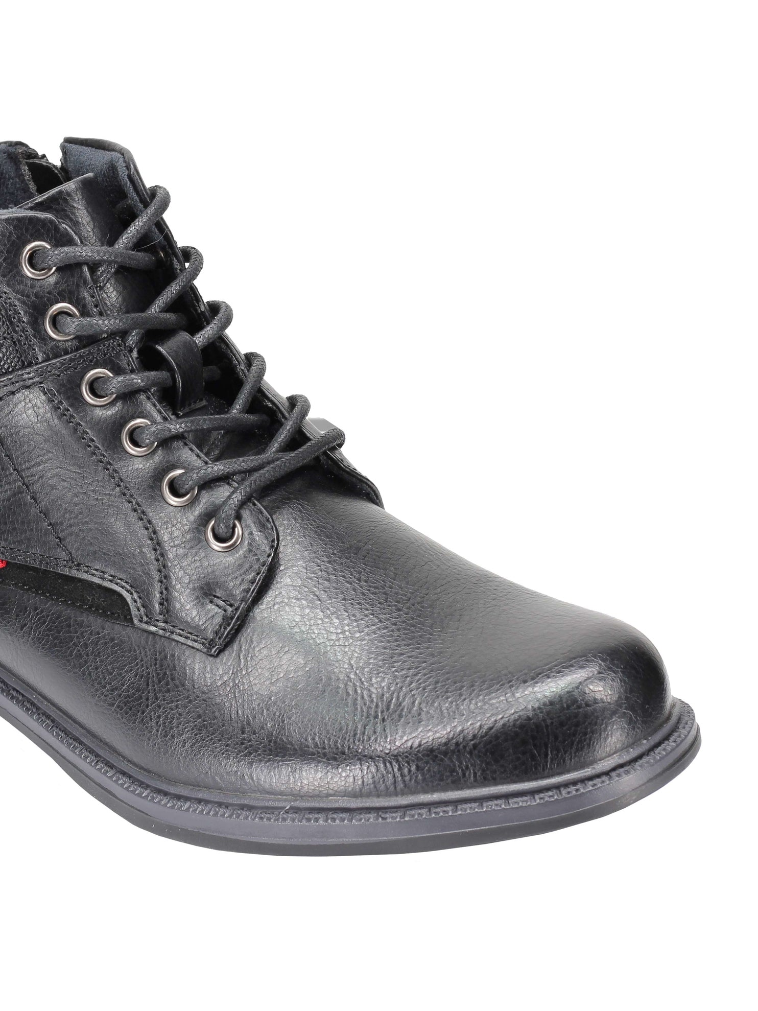 BOTTINES À LACETS À LA CHEVILLE EN TAN, NOIR