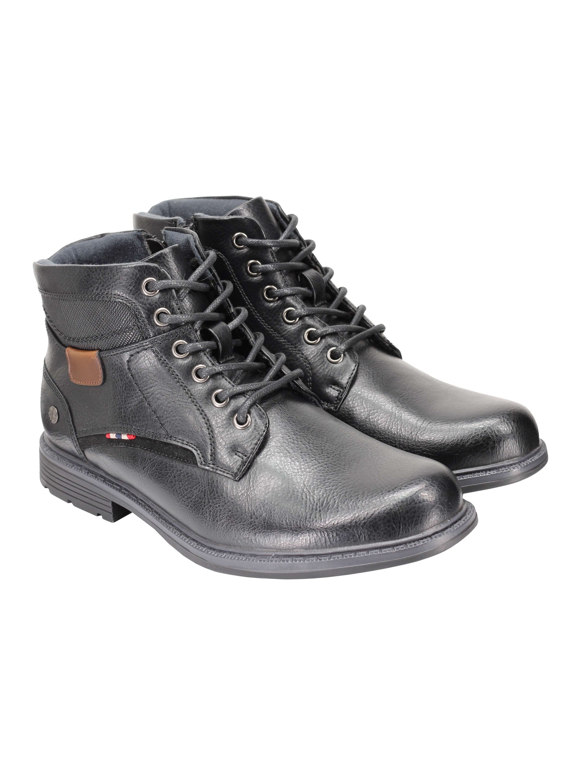 BOTTINES À LACETS À LA CHEVILLE EN TAN, NOIR
