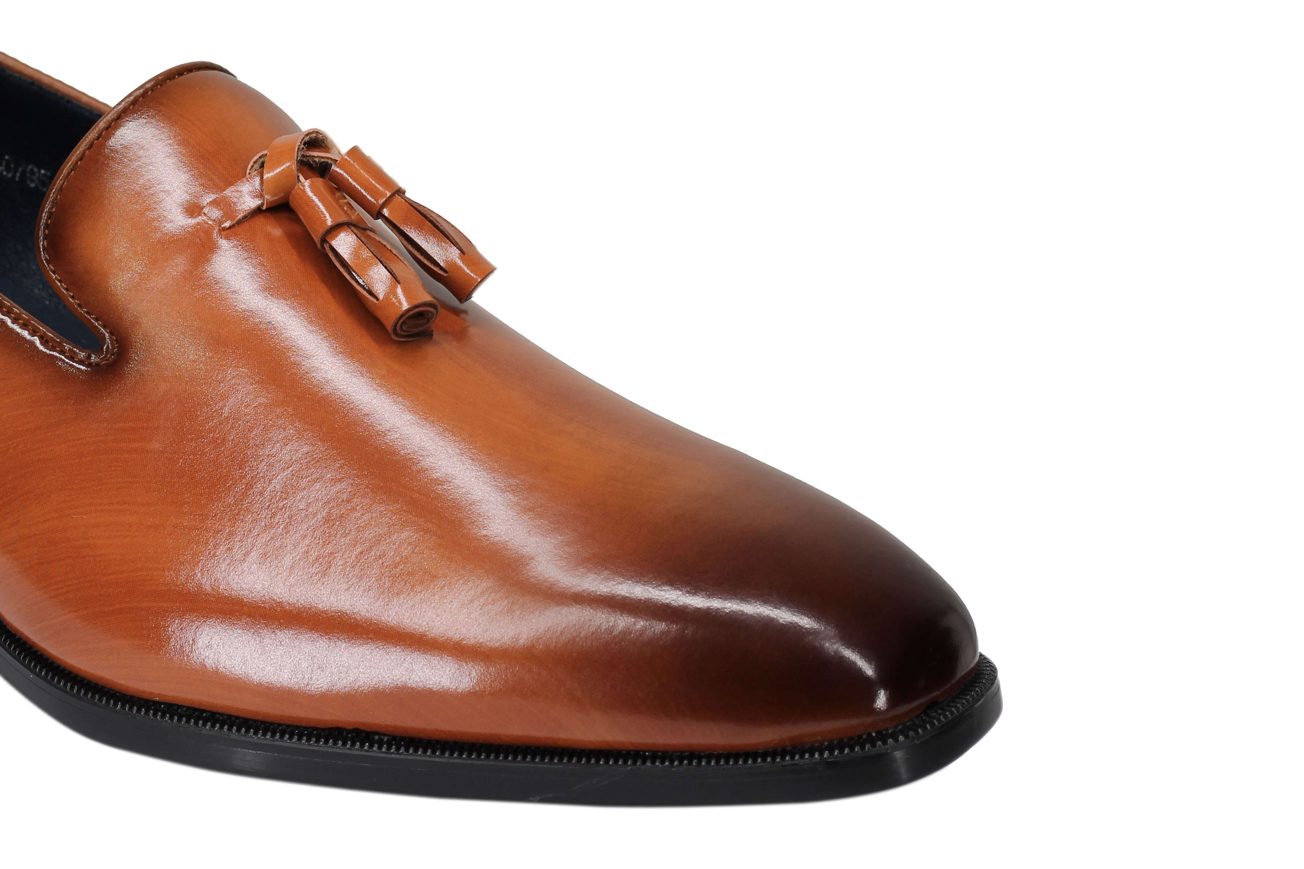 WHOLECUT FAUX LEATHER LOAFERS WITH TASSELS