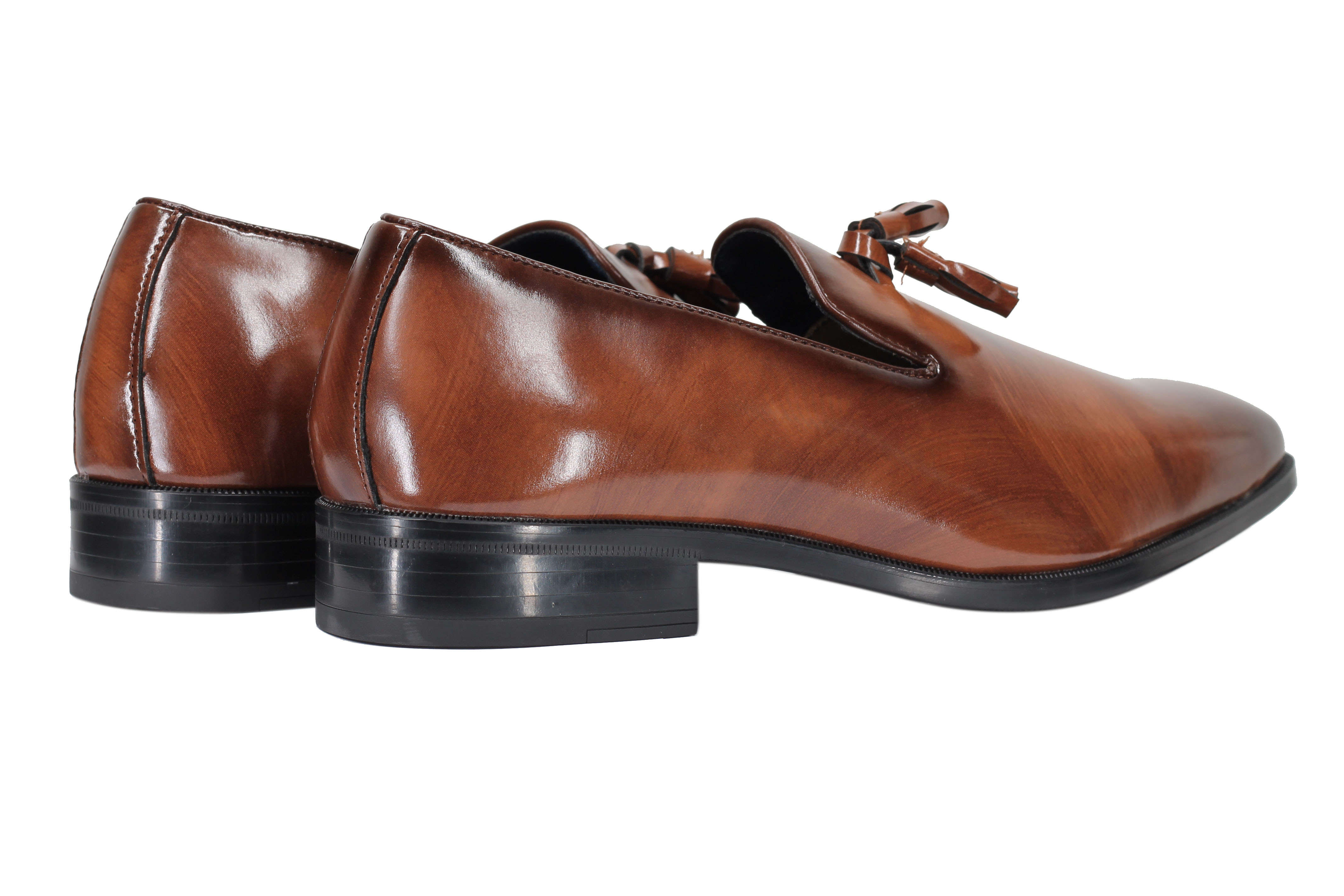 WHOLECUT FAUX LEATHER LOAFERS WITH TASSELS