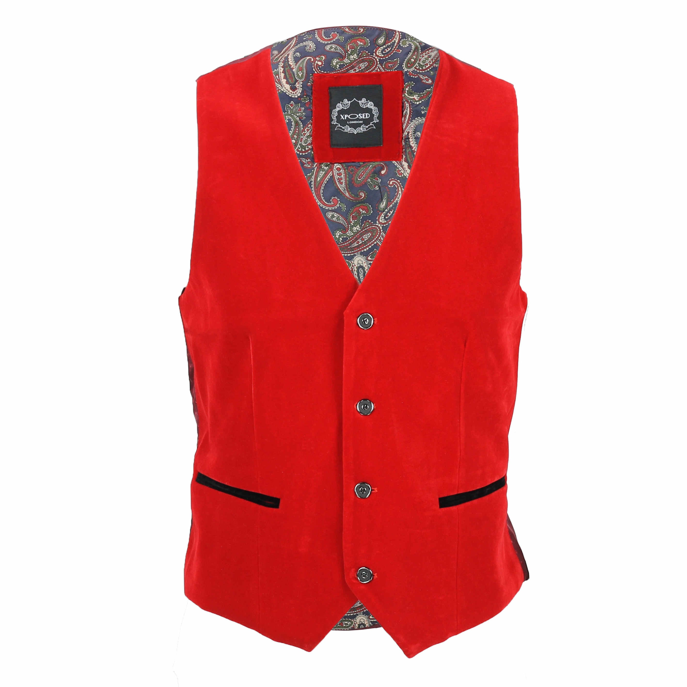 Red Velvet Plain Waistcoat