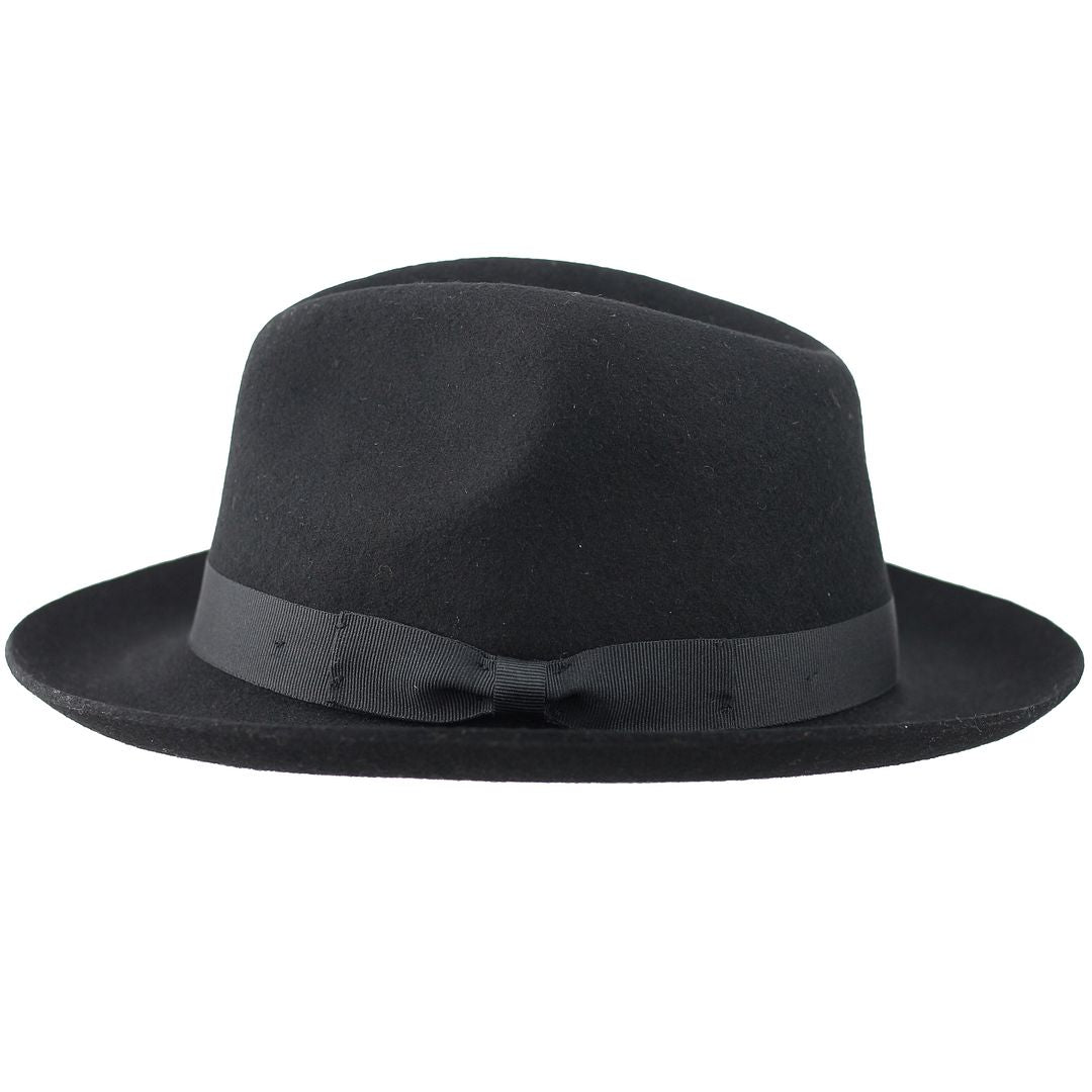 Snap 100% Wool Black Fedora Hat