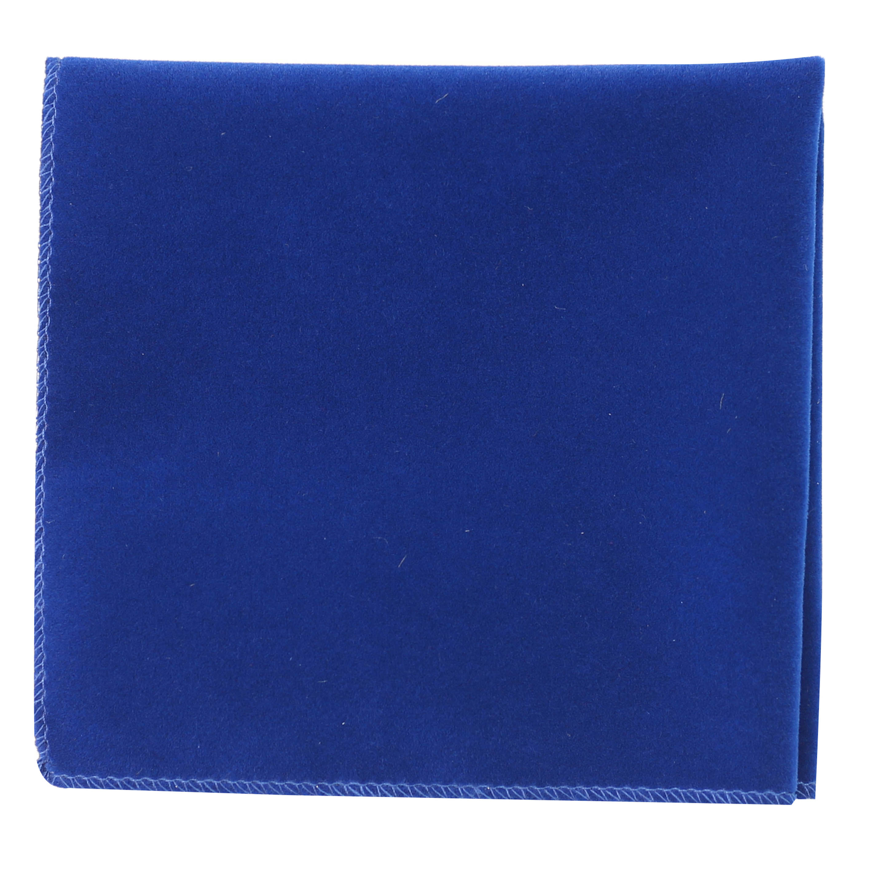 Blue Velvet Bow Tie With Cufflink Pocket Square