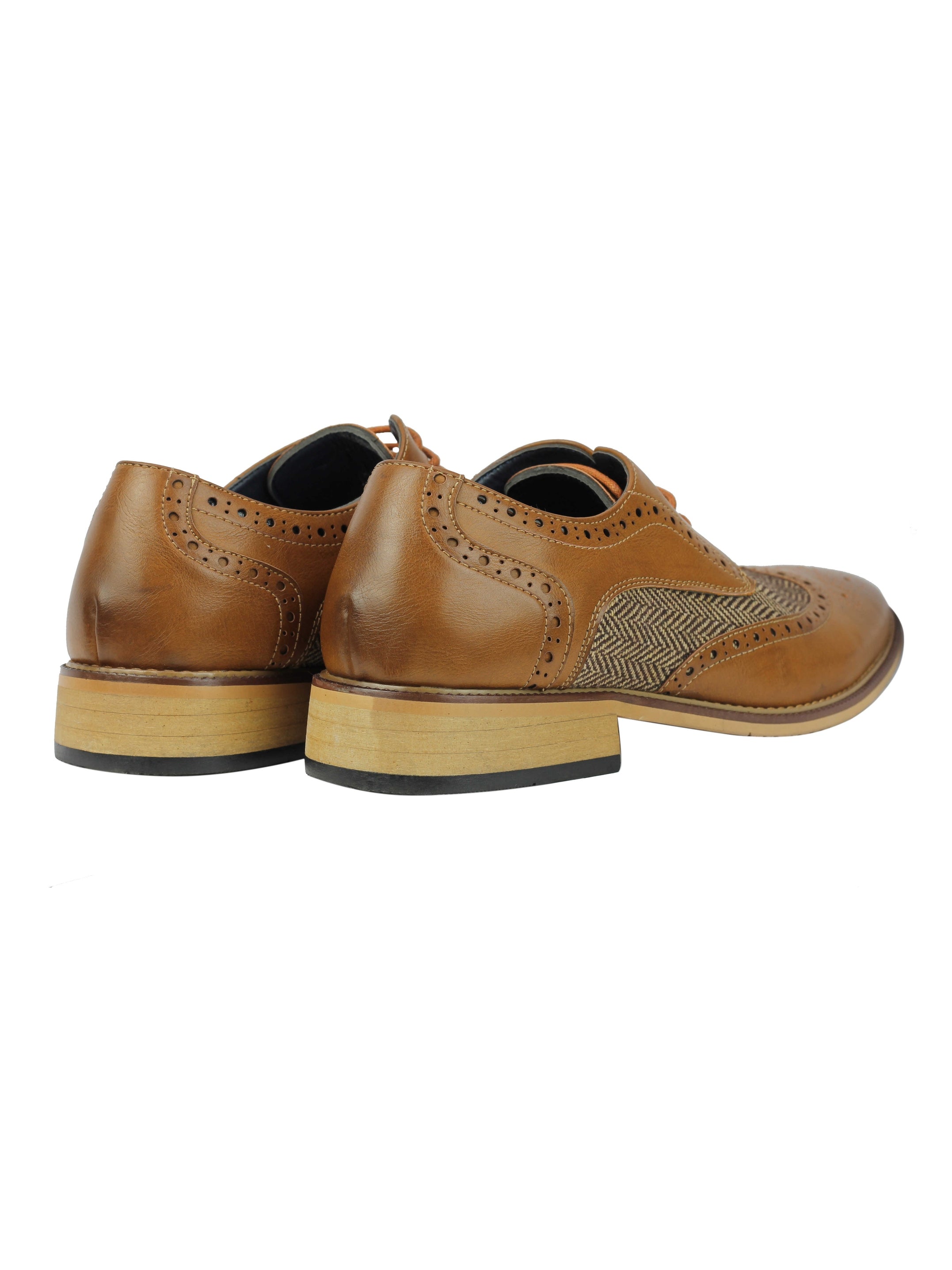 Mens Classic Gatsby Style Tweed Herringbone Formal Brogue Shoes Oxford Lace Ups