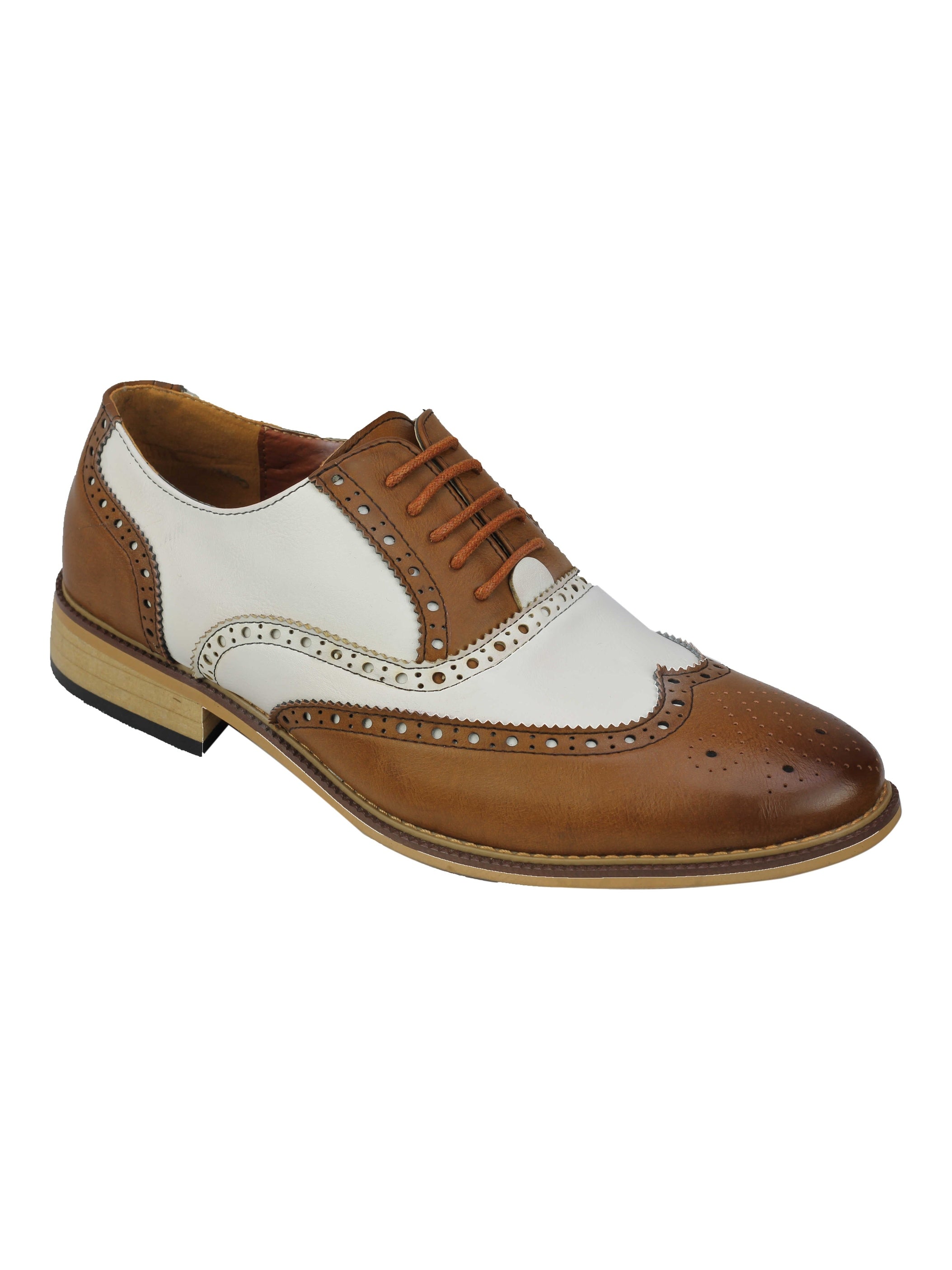 Mens Classic 2 Tone Brogue Lace Up Shoes In Wine