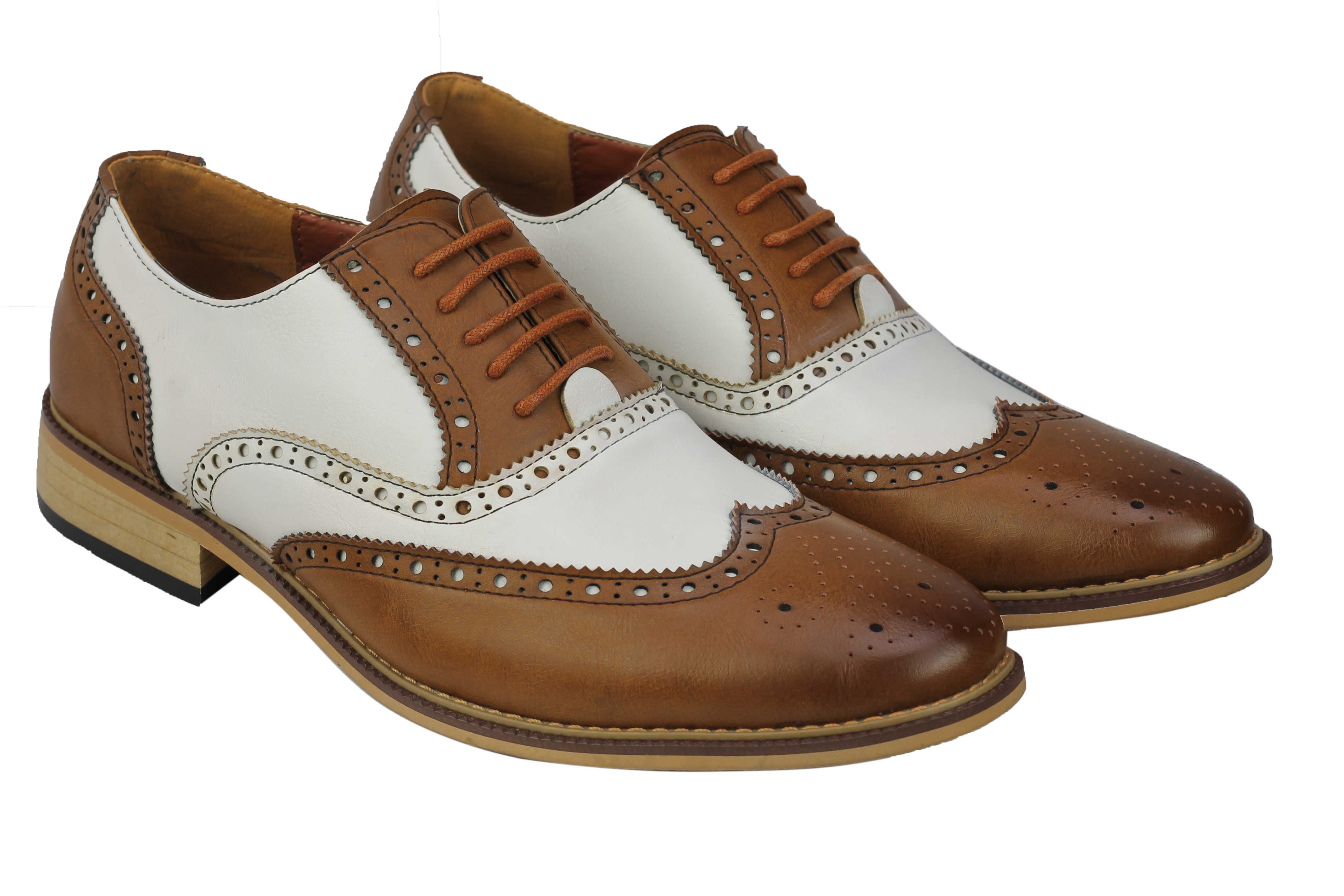 Mens Classic 2 Tone Brogue Lace Up Shoes In Wine