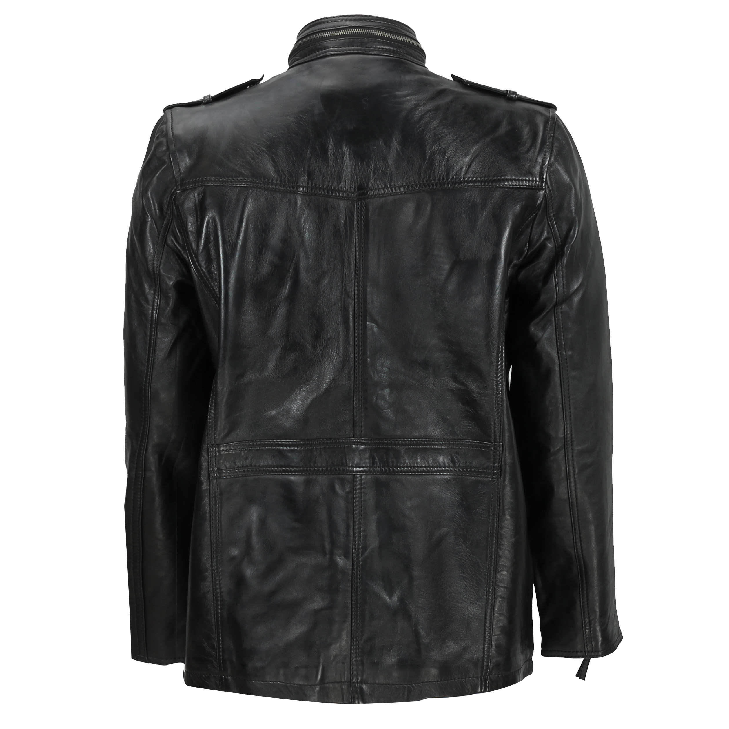 MEN’S MILITARY LEATHER JACKET IN BLACK