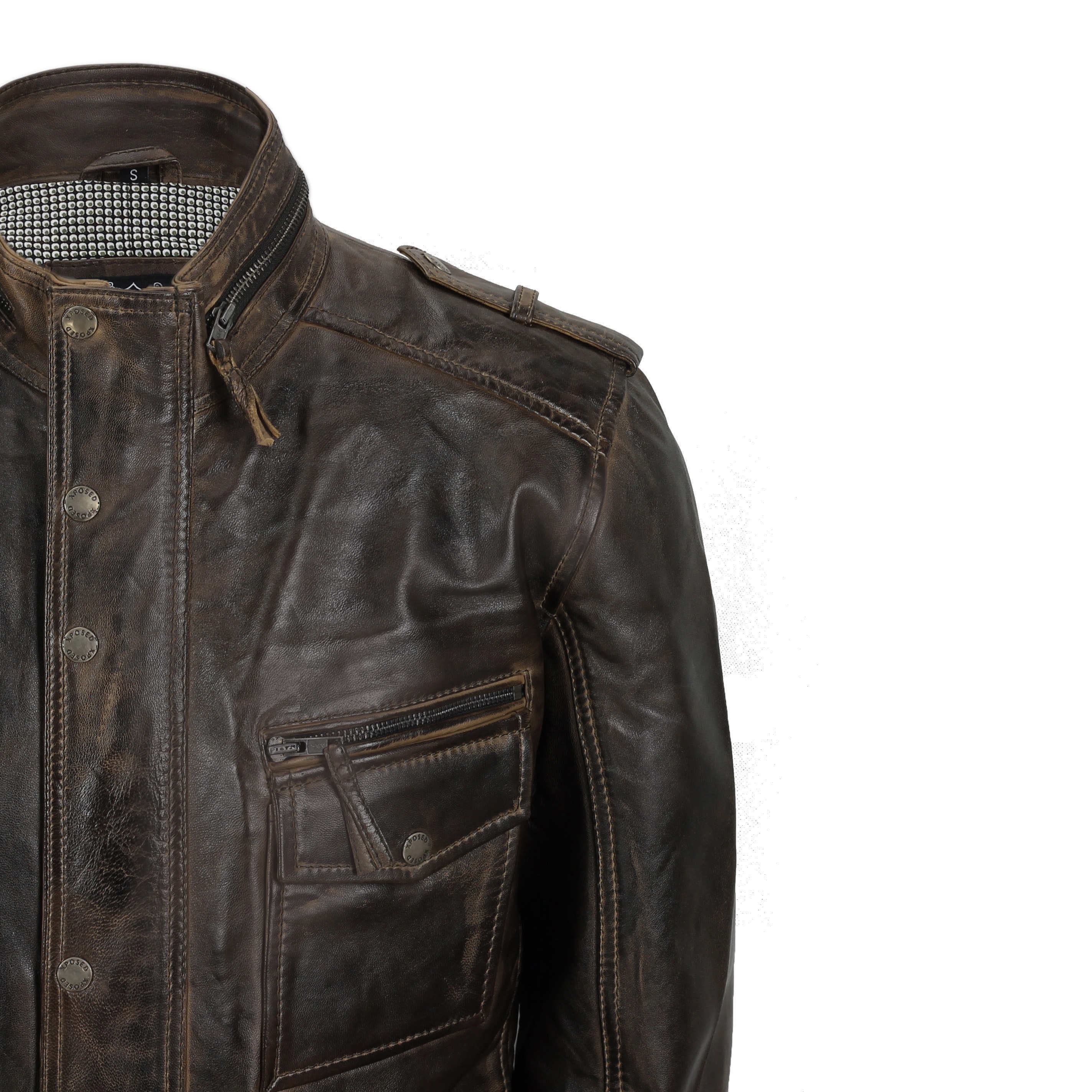 MEN’S MILITARY LEATHER JACKET IN BROWN