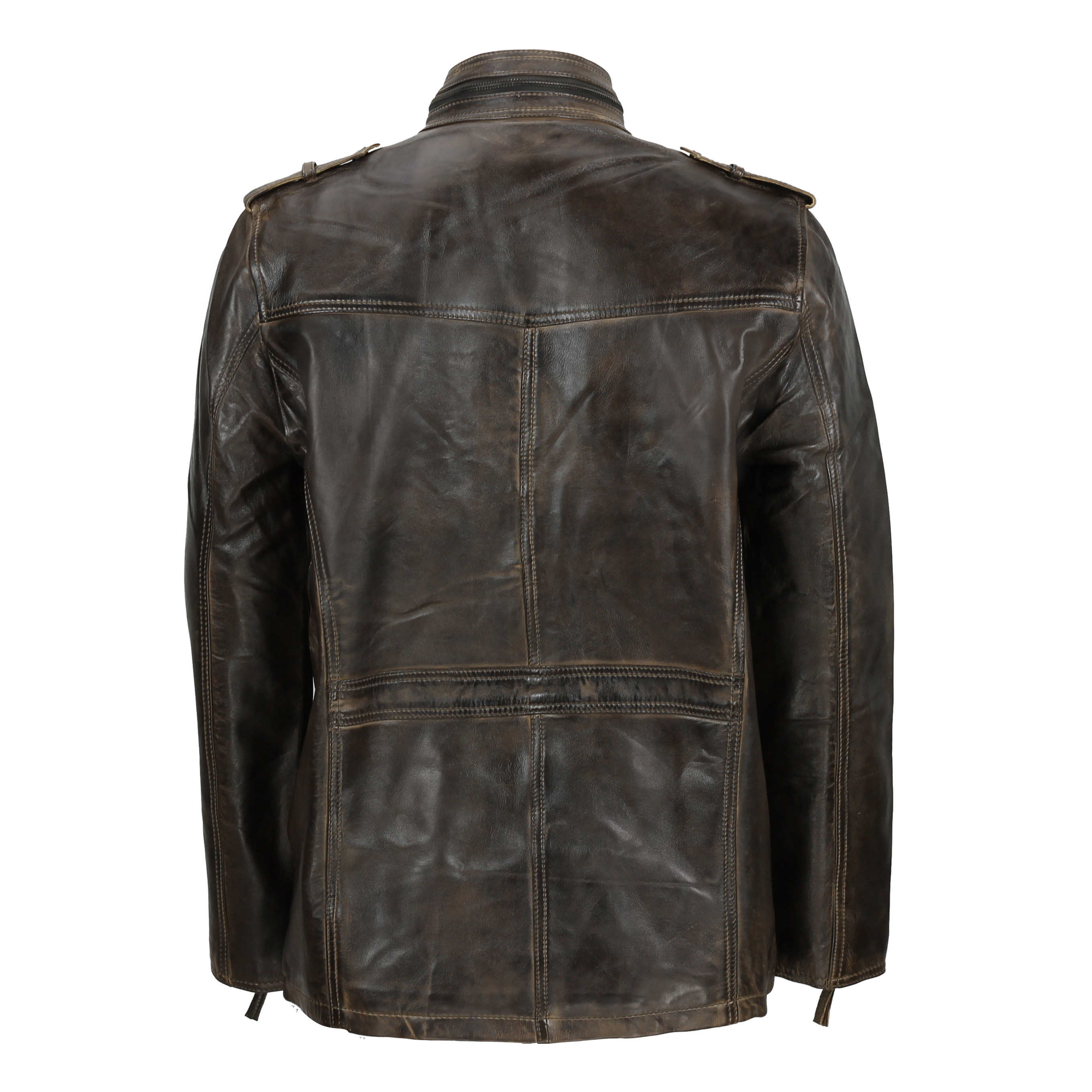 MEN’S MILITARY LEATHER JACKET IN BROWN