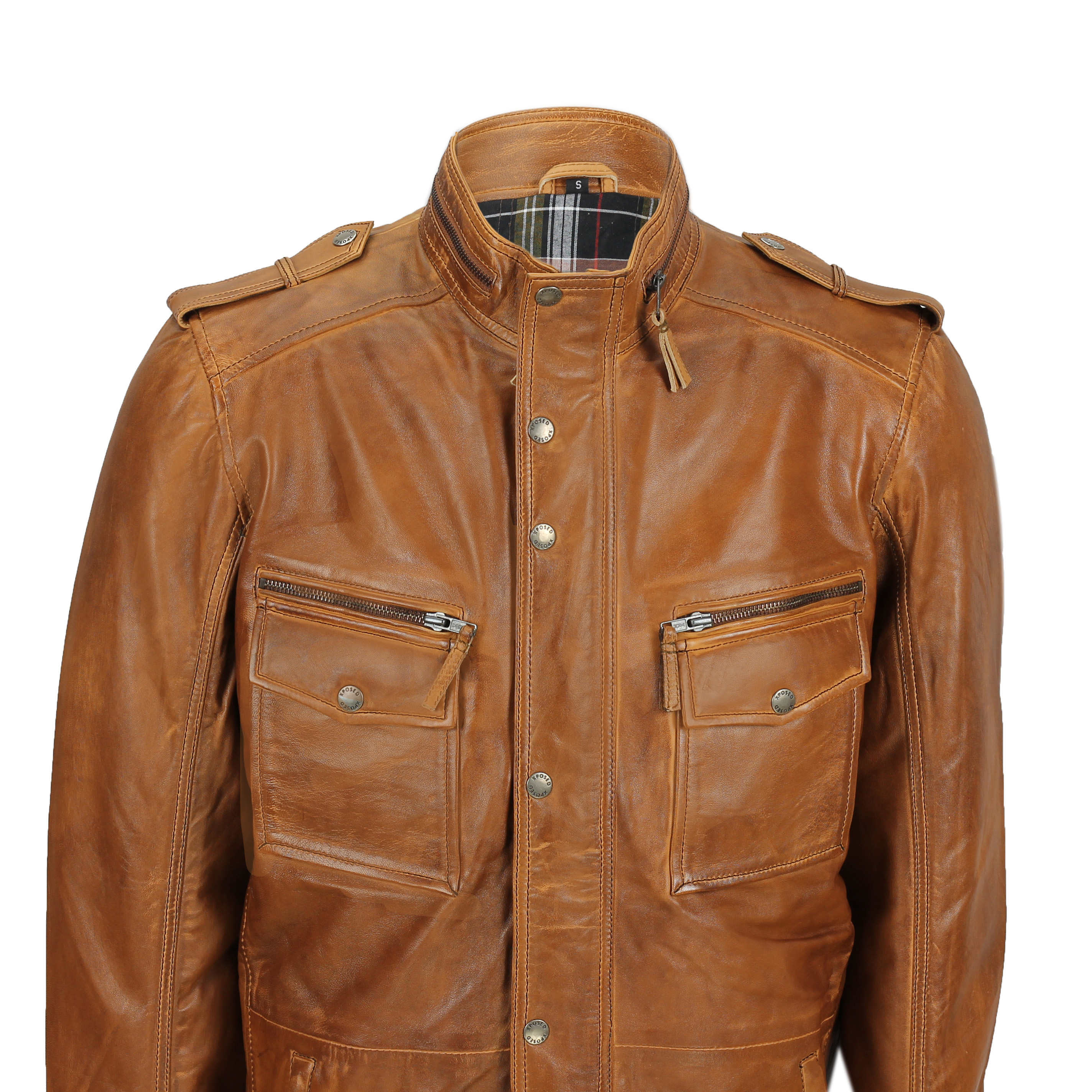 MEN’S MILITARY LEATHER JACKET IN TAN