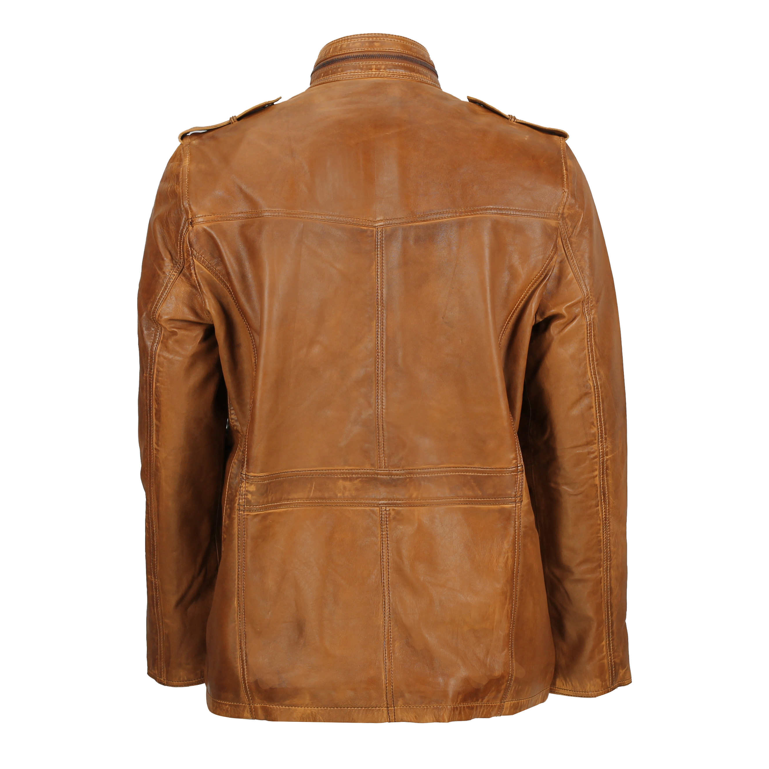 MEN’S MILITARY LEATHER JACKET IN TAN