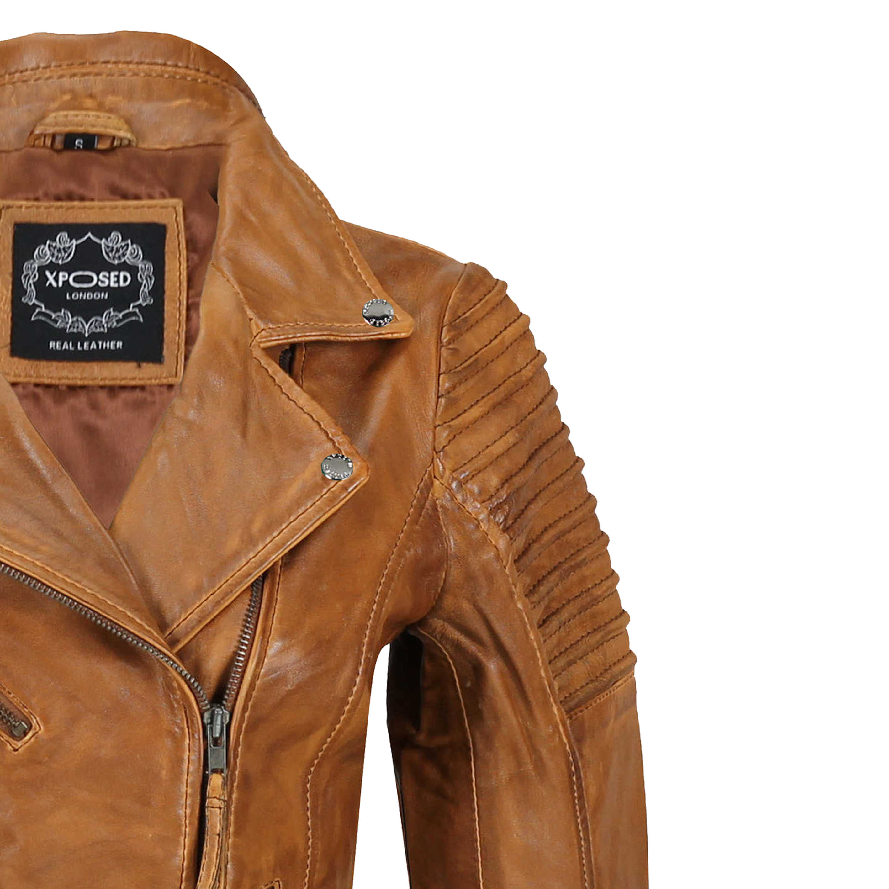 Ladies Retro Biker Jacket Timber