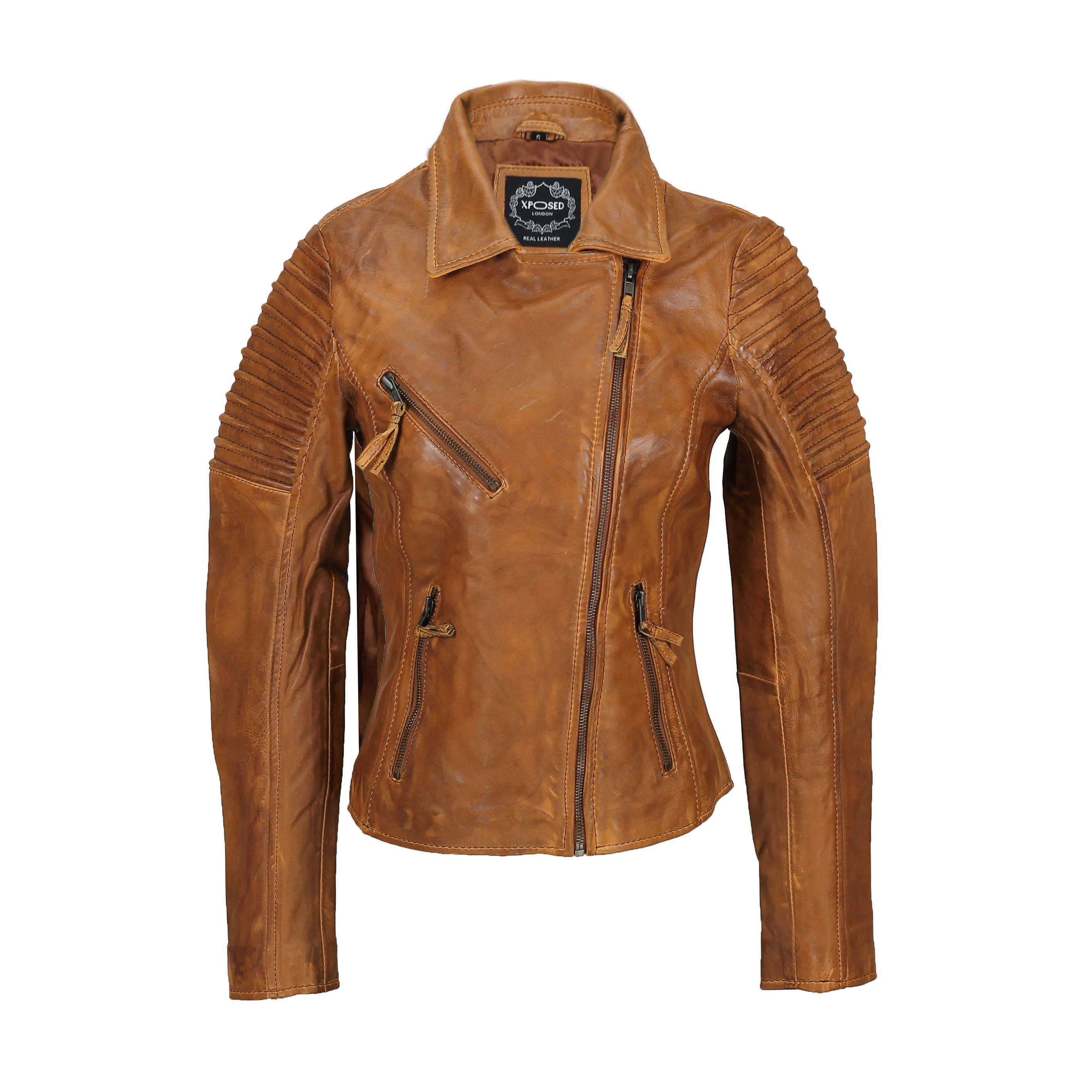 Ladies Retro Biker Jacket Timber