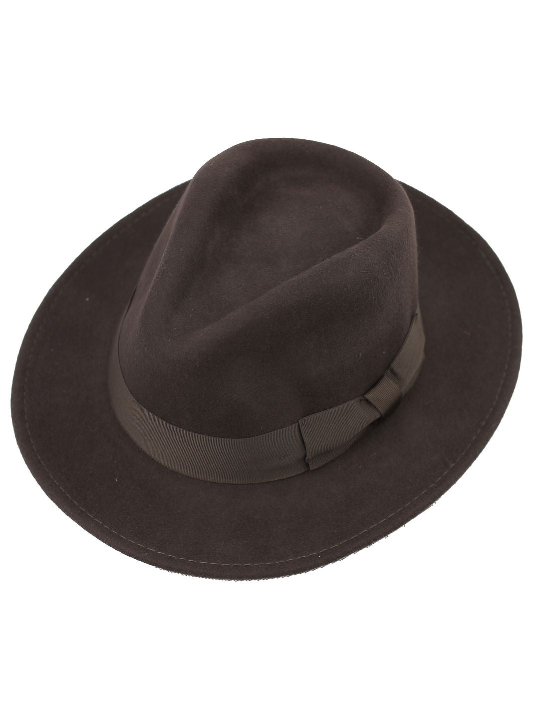 Brown Crushable Fedora 100 Wool Wide Brim Hat