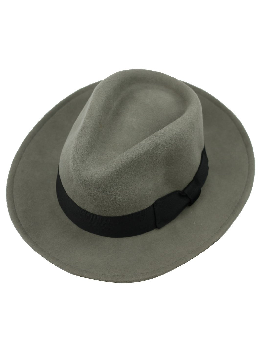 Crushable Fedora 100% Wool Wide Brim Grey Hat