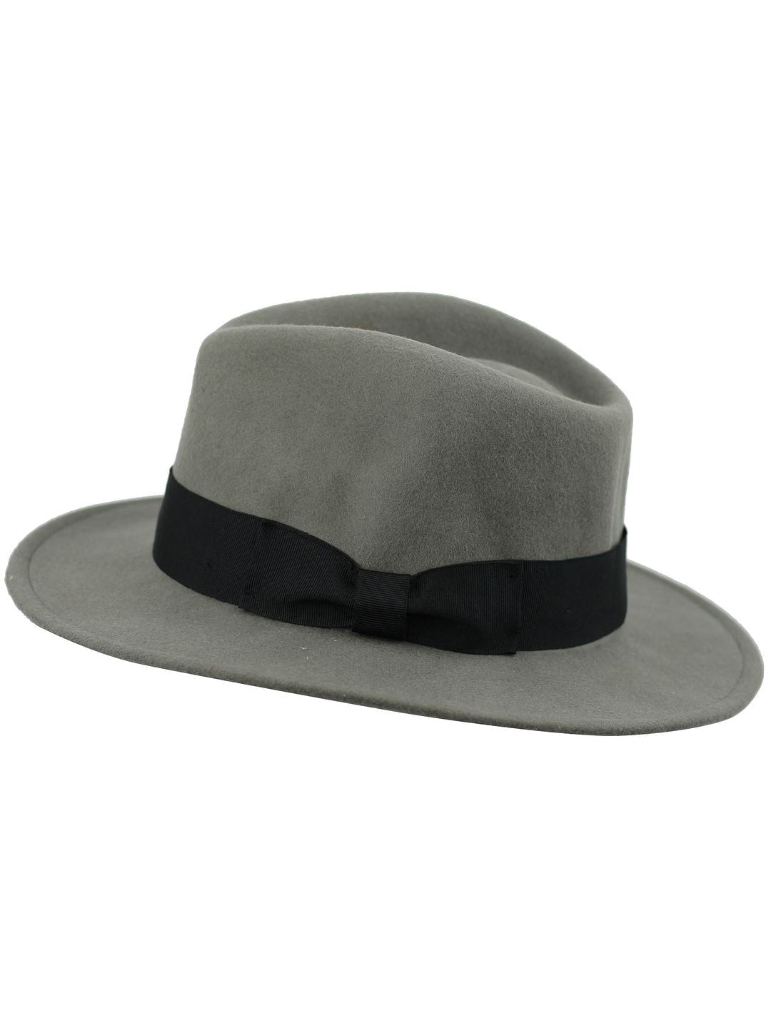 Crushable Fedora 100% Wool Wide Brim Grey Hat