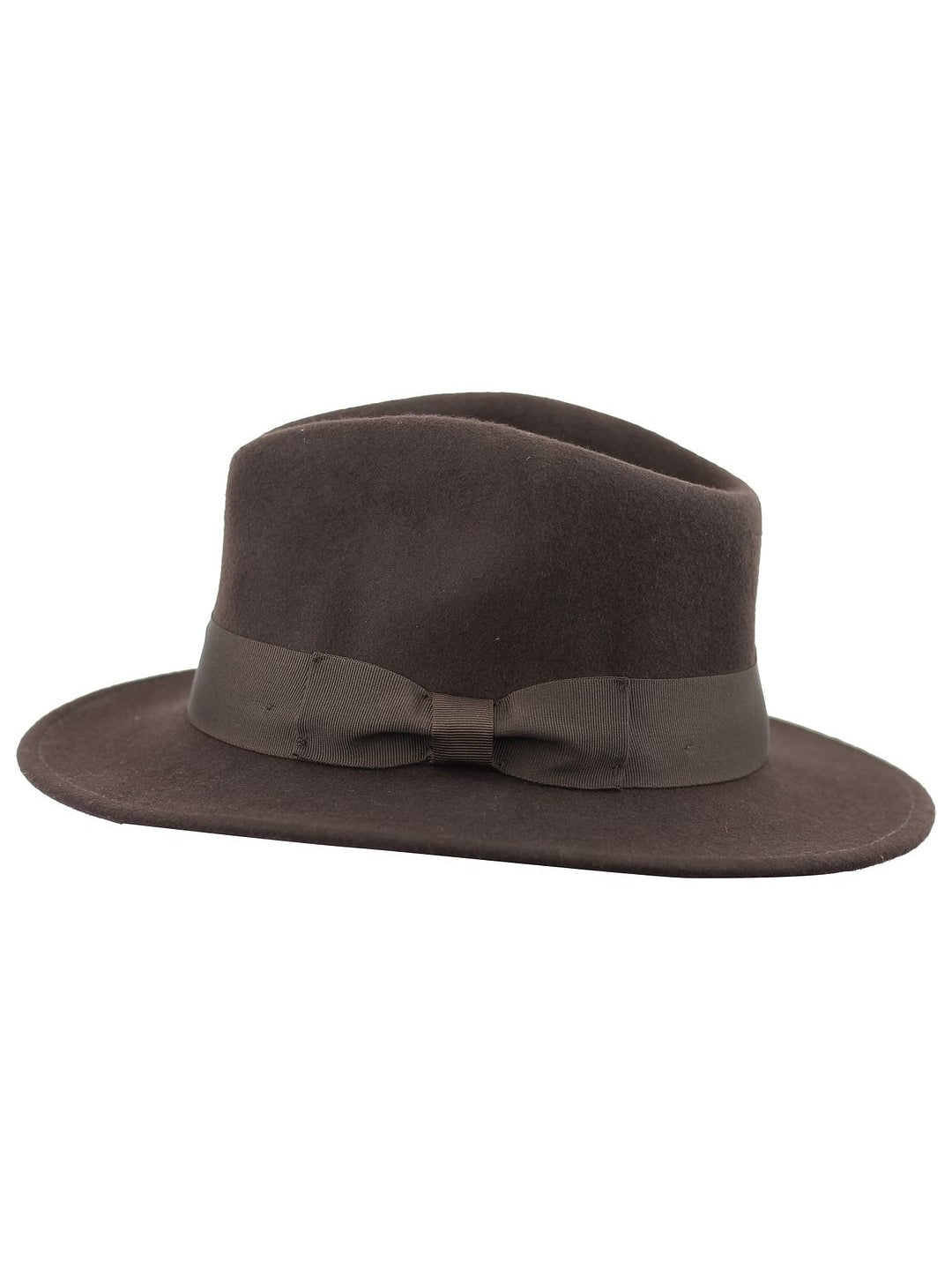 Brown Crushable Fedora 100 Wool Wide Brim Hat