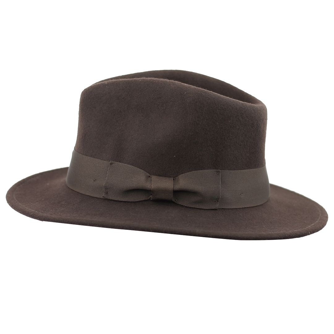 Brown Crushable Fedora 100 Wool Wide Brim Hat