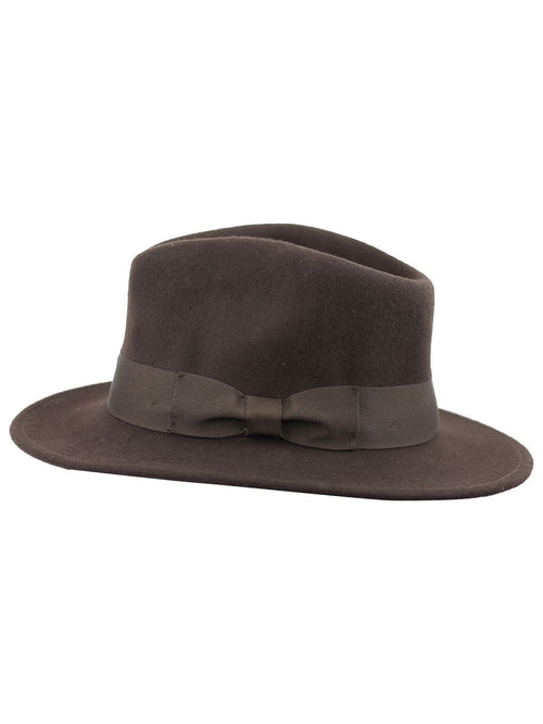 Brown Crushable Fedora 100% Wool Wide Brim Hat