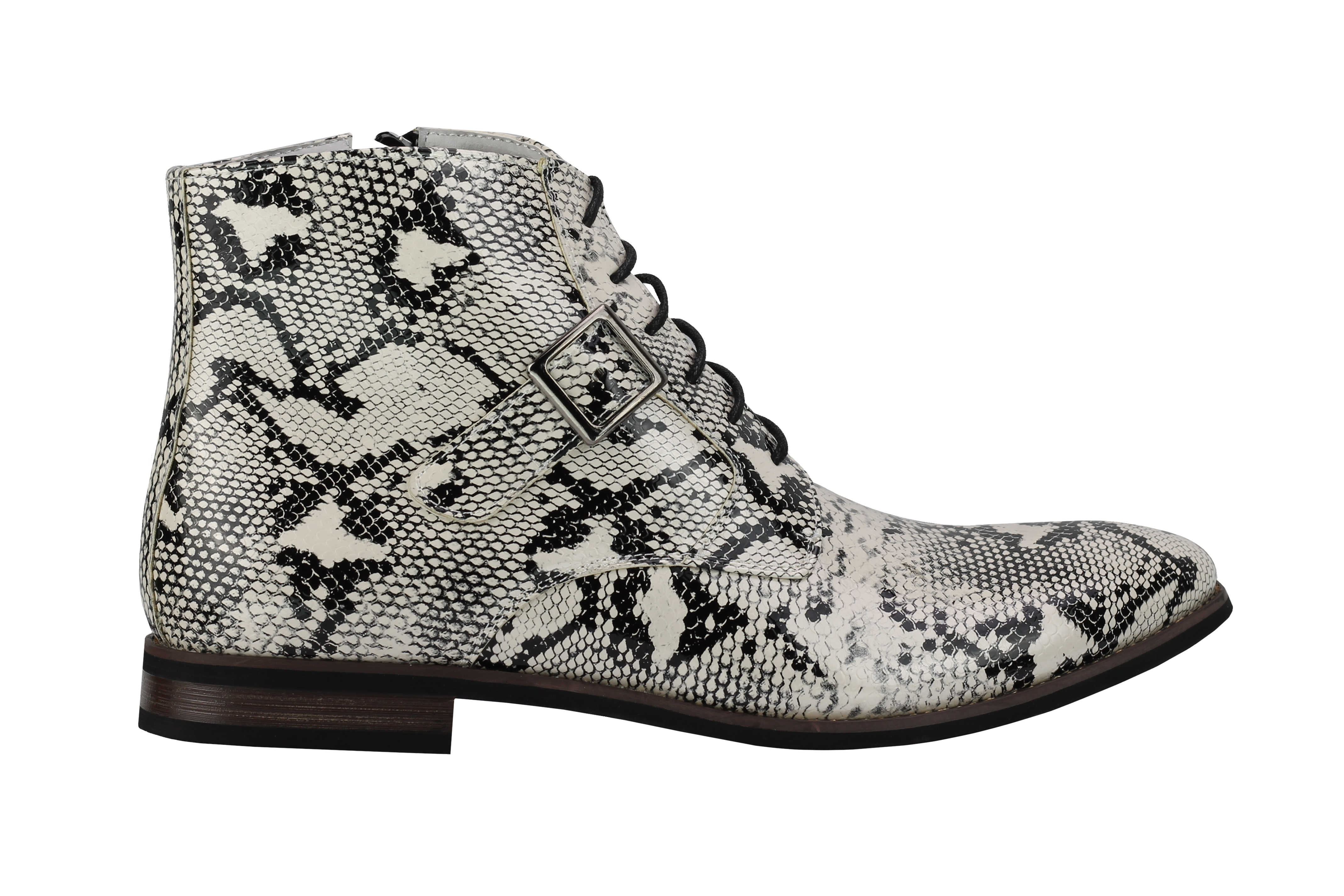 Leather Shiny Snake Skin Ankle Boots Zip