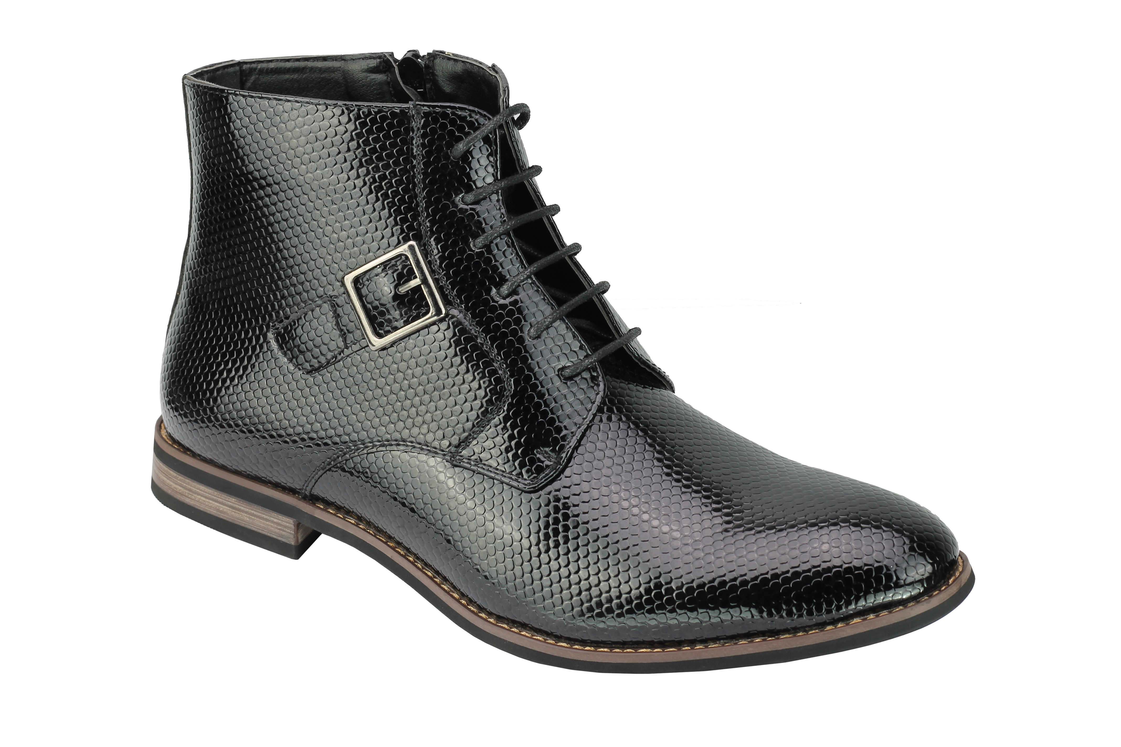 Leather Shiny Snake Skin Ankle Boots Zip