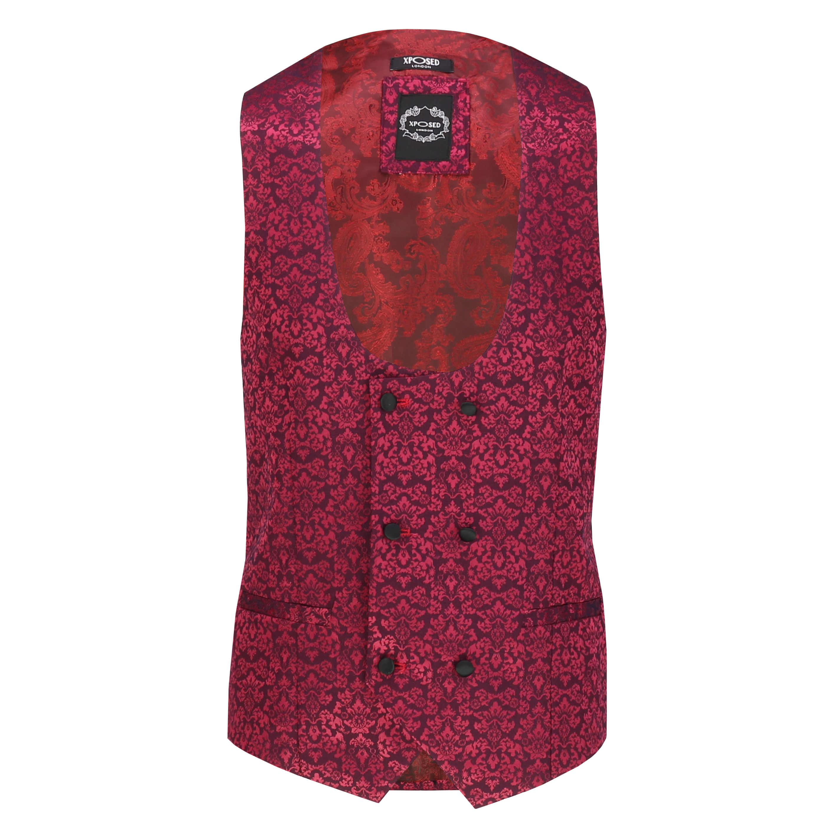 Red Paisley Printed Blazer With Waistcoat