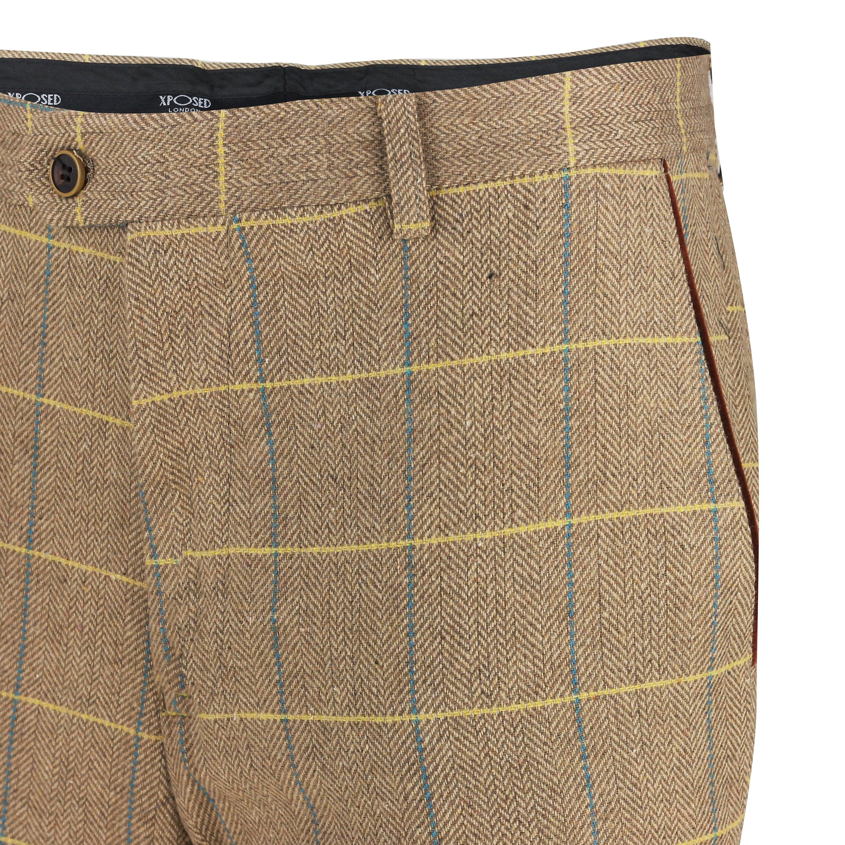 Tweed Check Oak Tan Trousers