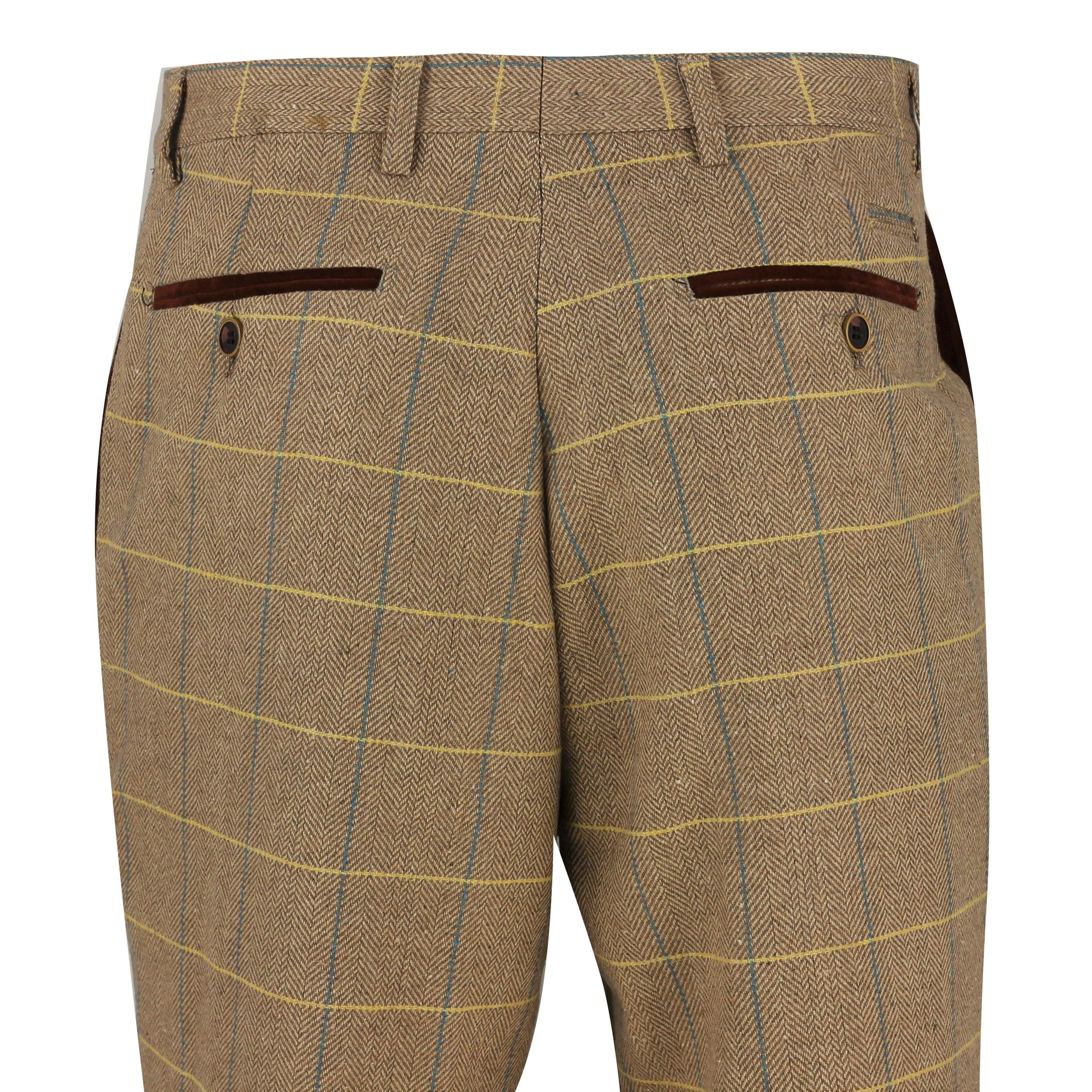 Tweed Check Oak Tan Trousers